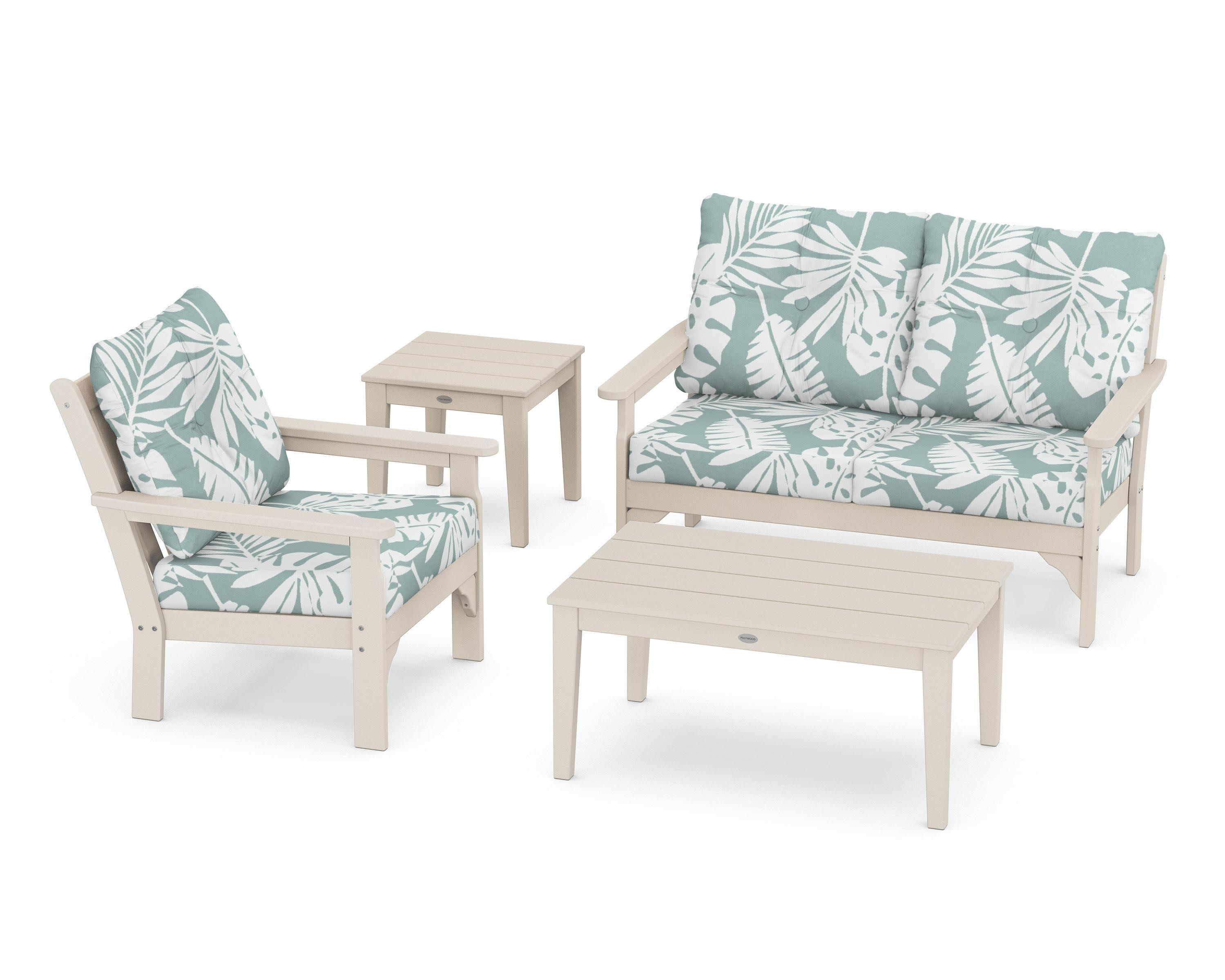 Vineyard 4-Piece Deep Seating Set in Sand / Leaf Glacier Spa