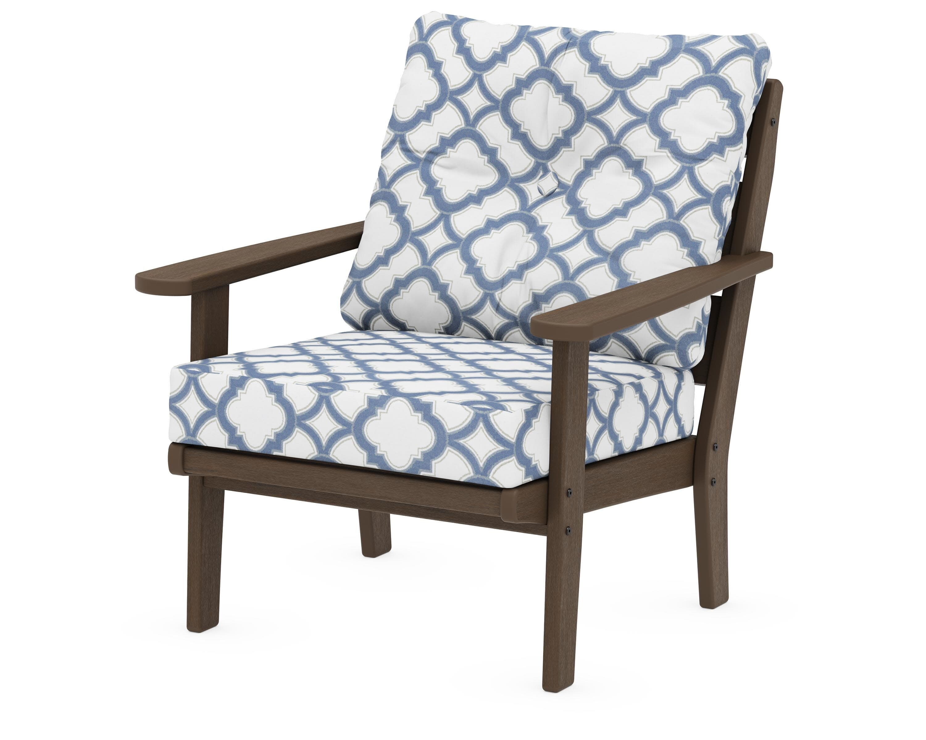 Lakeside Deep Seating Chair in Kona / Trellis Sky Blue