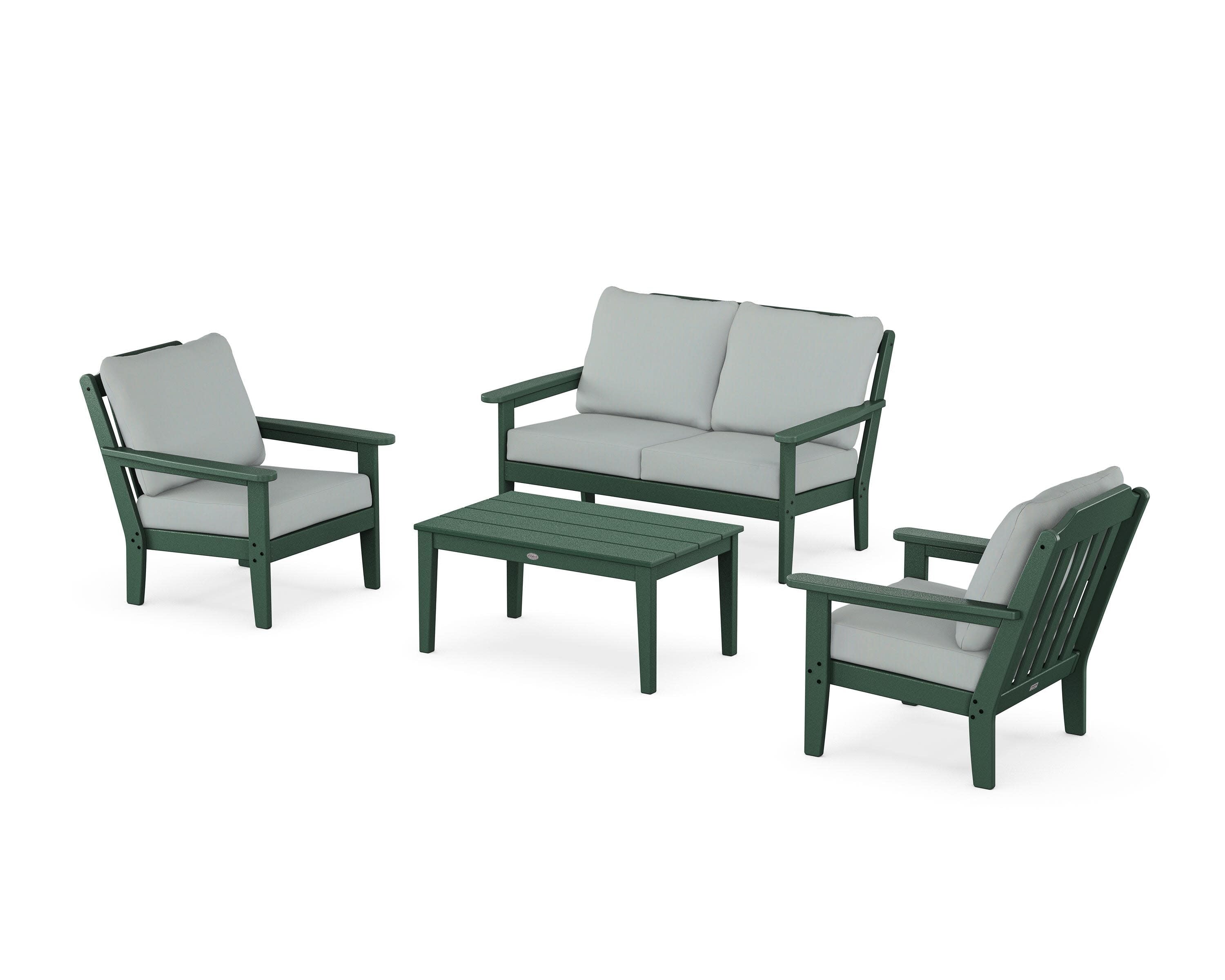 Cottage 4-Piece Deep Seating Set with Loveseat in Green / Spa