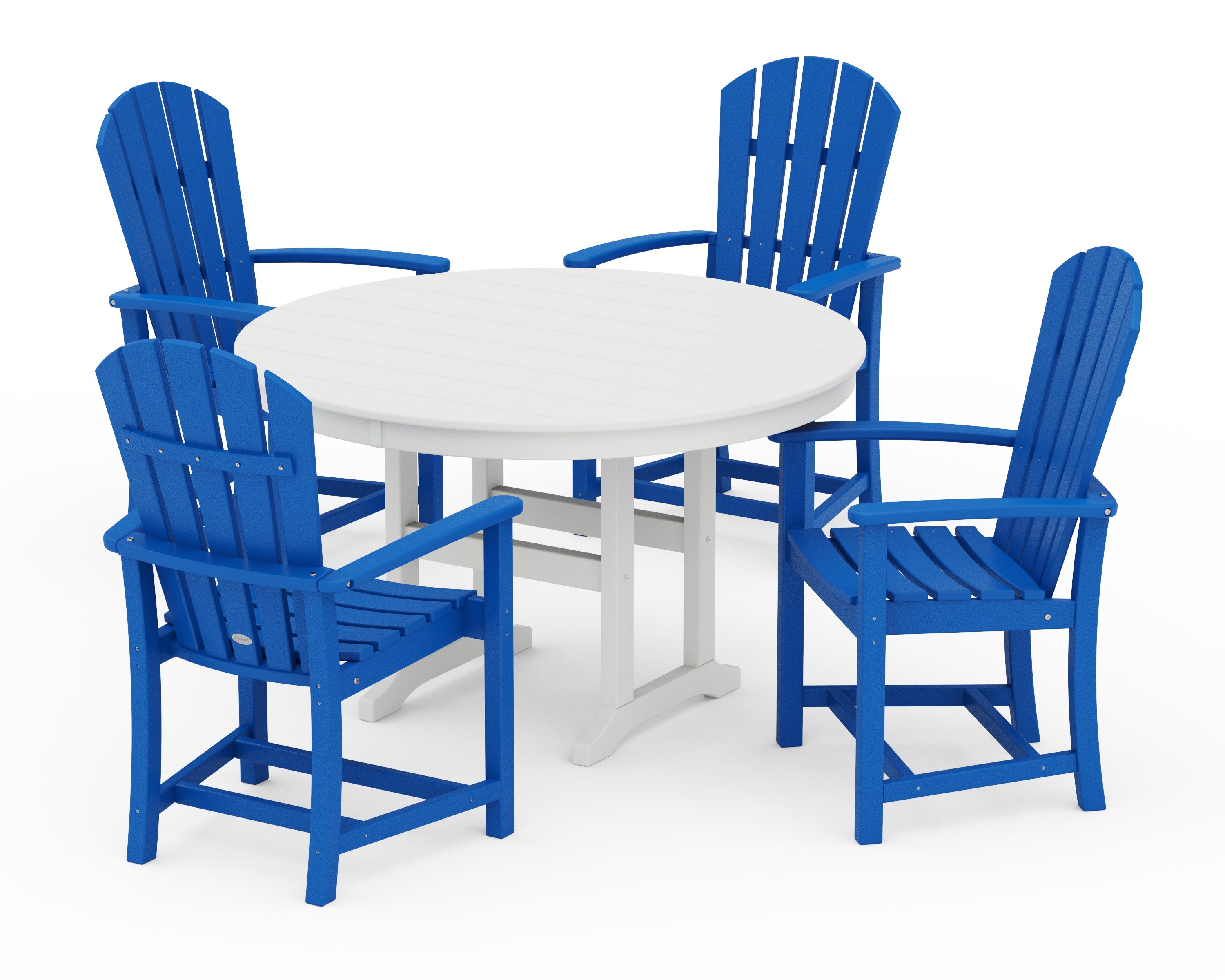 Palm Coast 5-Piece Round Farmhouse Dining Set in Pacific Blue / White