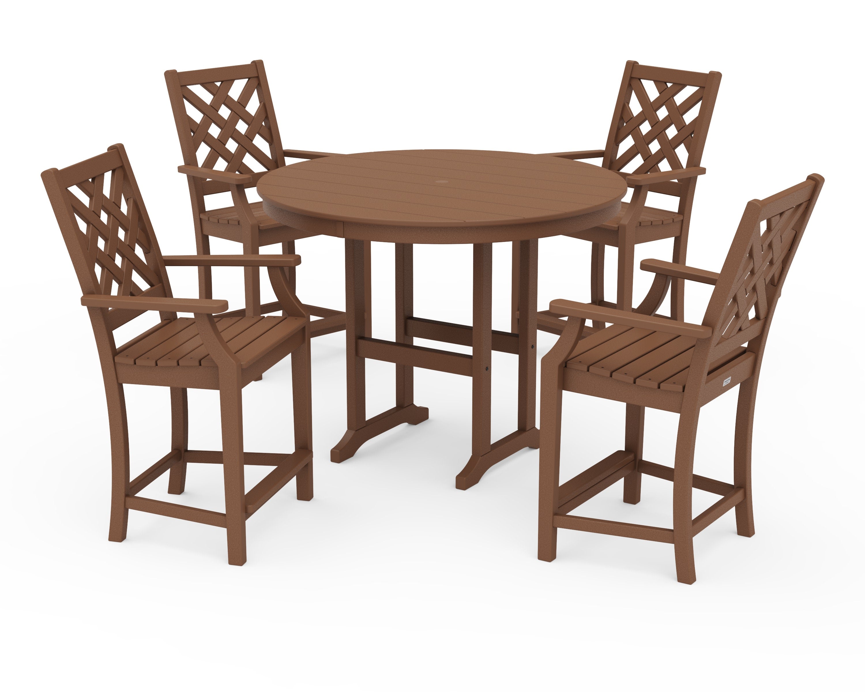 Wovendale 5-Piece Round Farmhouse Counter Set in Teak