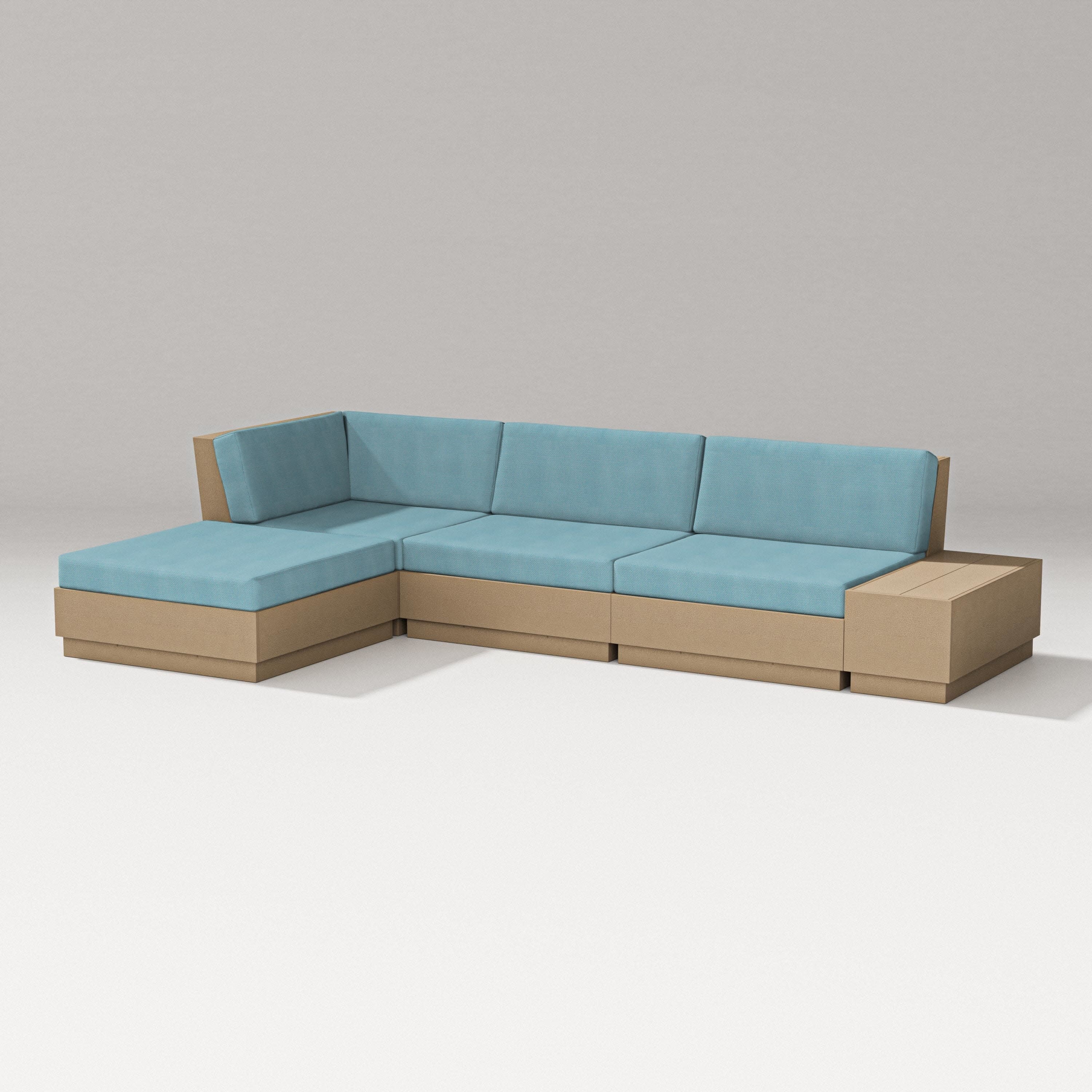 Elevate Chaise Sectional in Vintage Sahara / Lattice Sky Blue