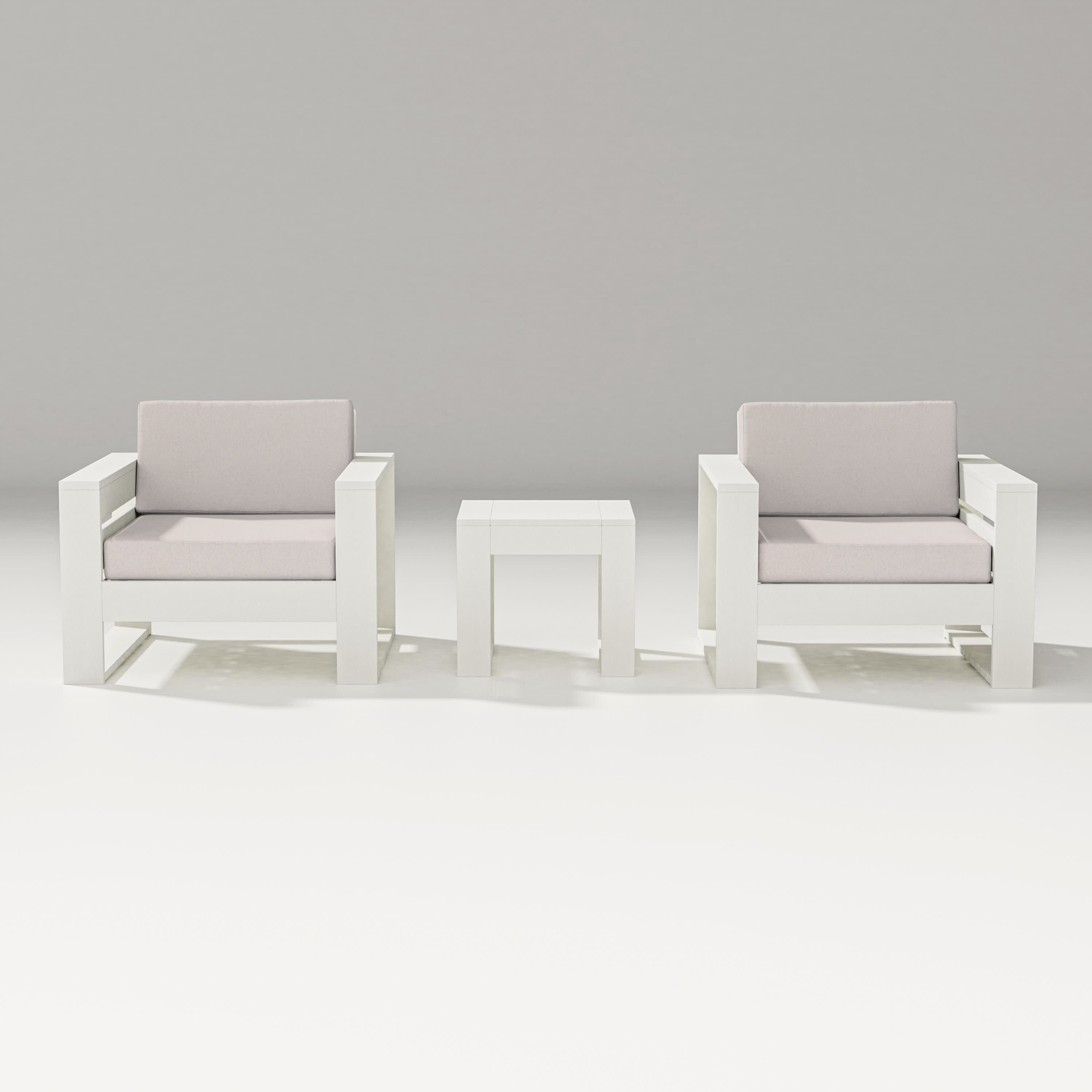 Latitude 3-Piece Lounge Chair Set in Vintage White / Dune Burlap