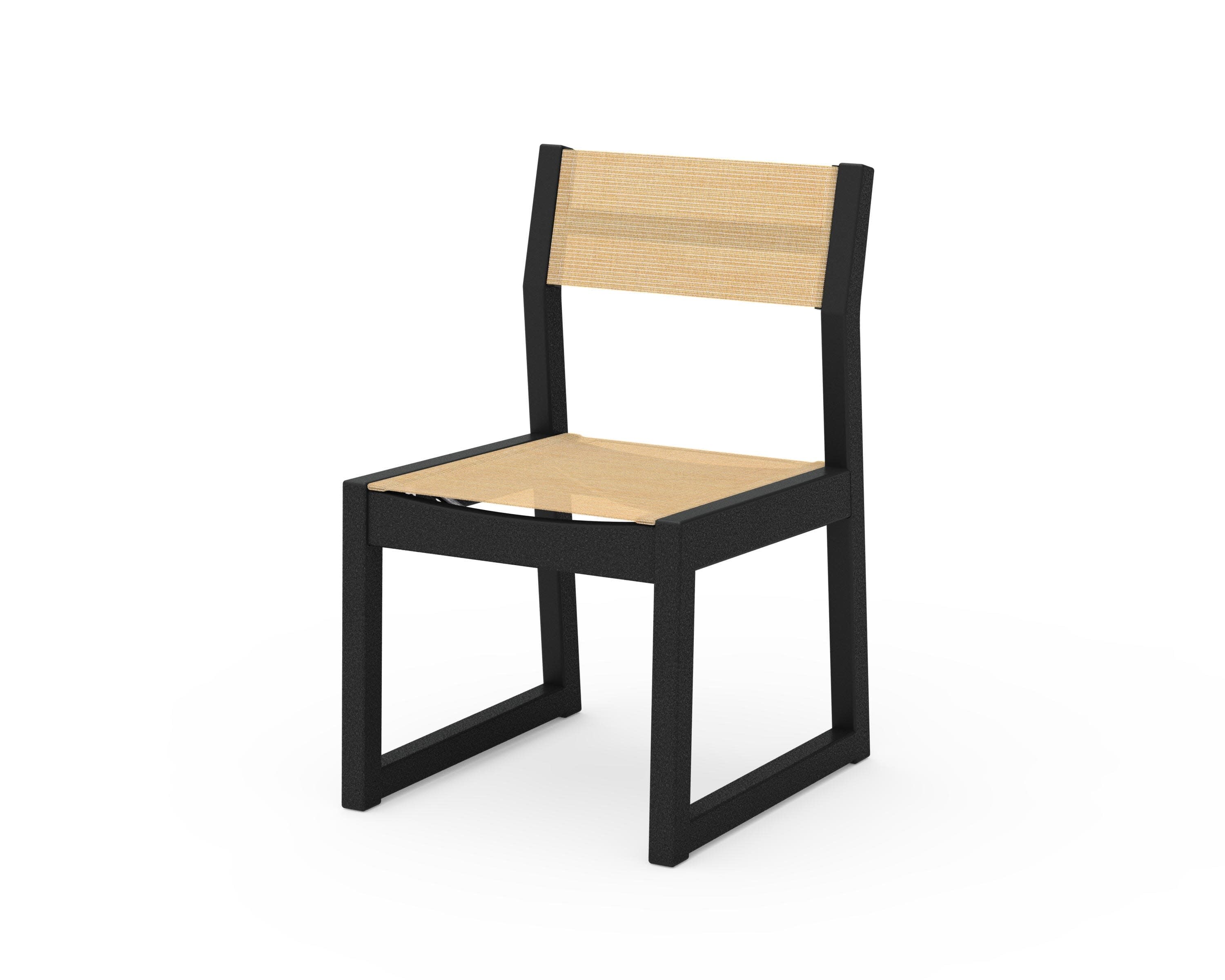 EDGE Sling Dining Side Chair in Black / Dupioni Apricot Sling