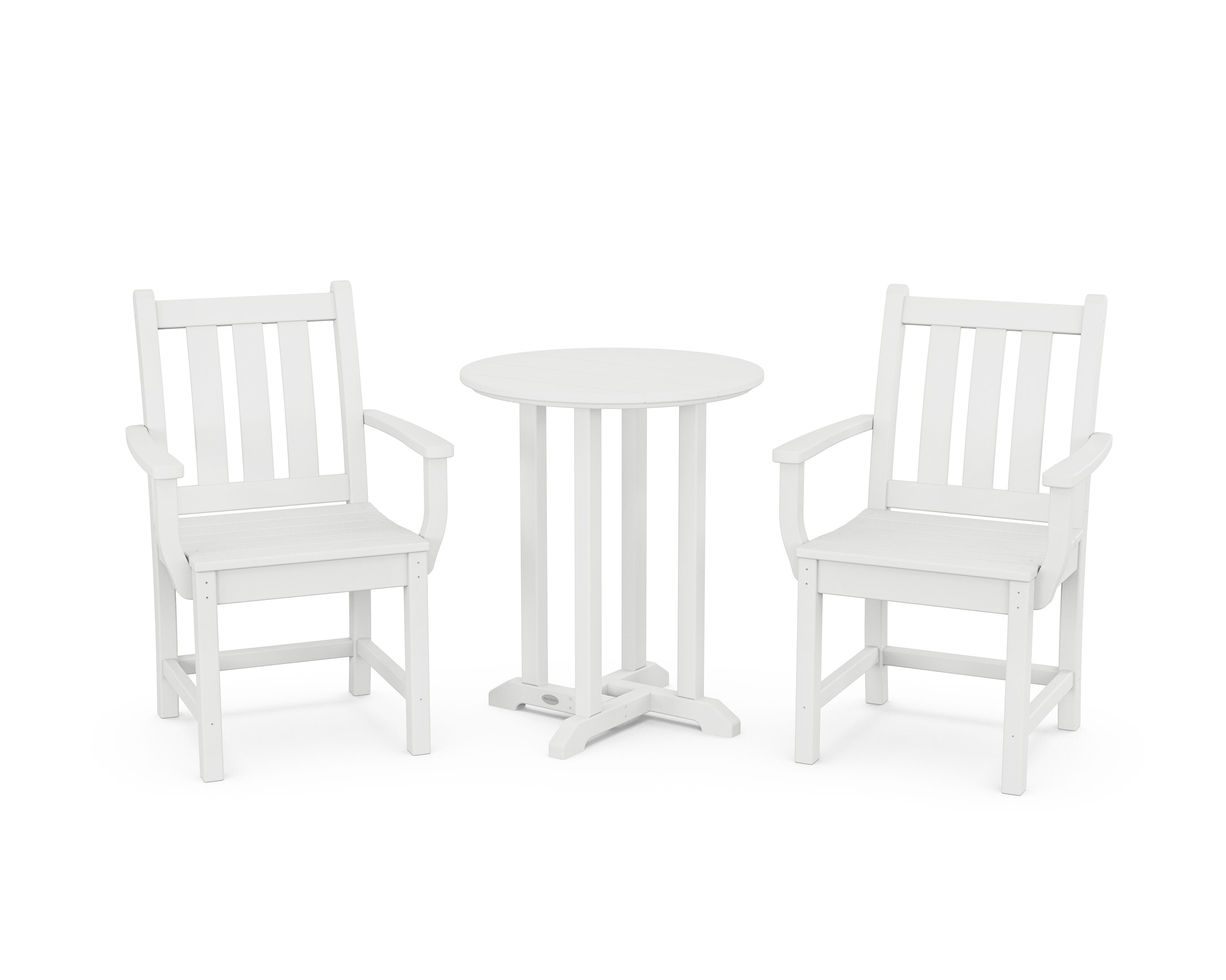 Traditional Garden 3-Piece Round Bistro Dining Set in White