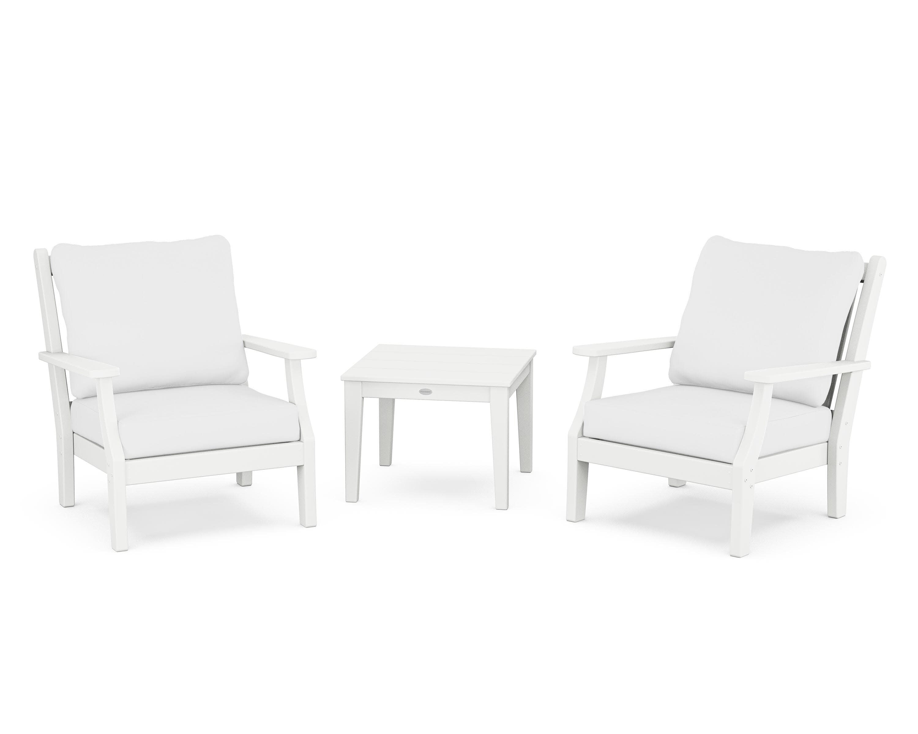 Wovendale 3-Piece Deep Seating Set in White / Natural