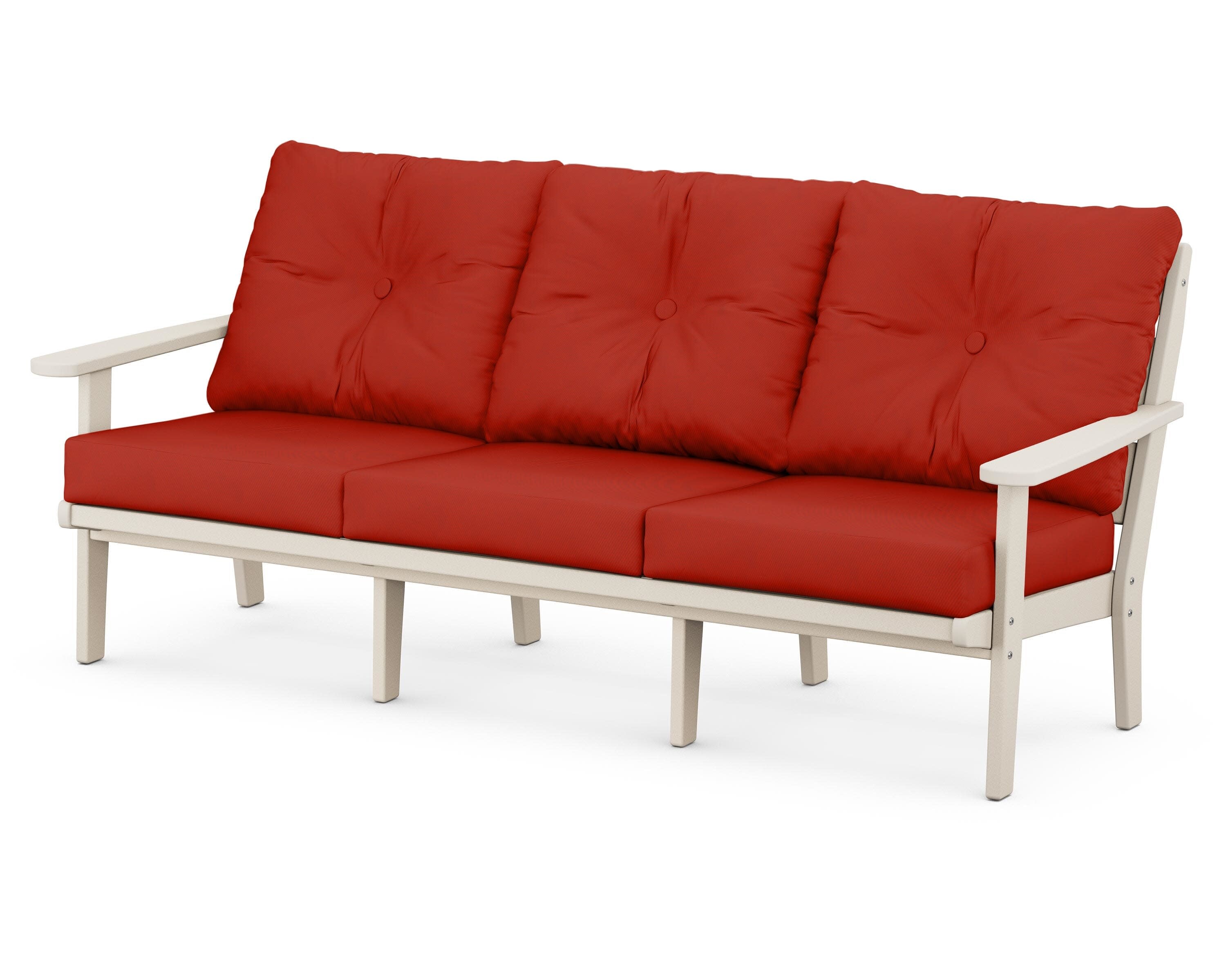 Lakeside Deep Seating Sofa in Sand / Canvas Jockey Red