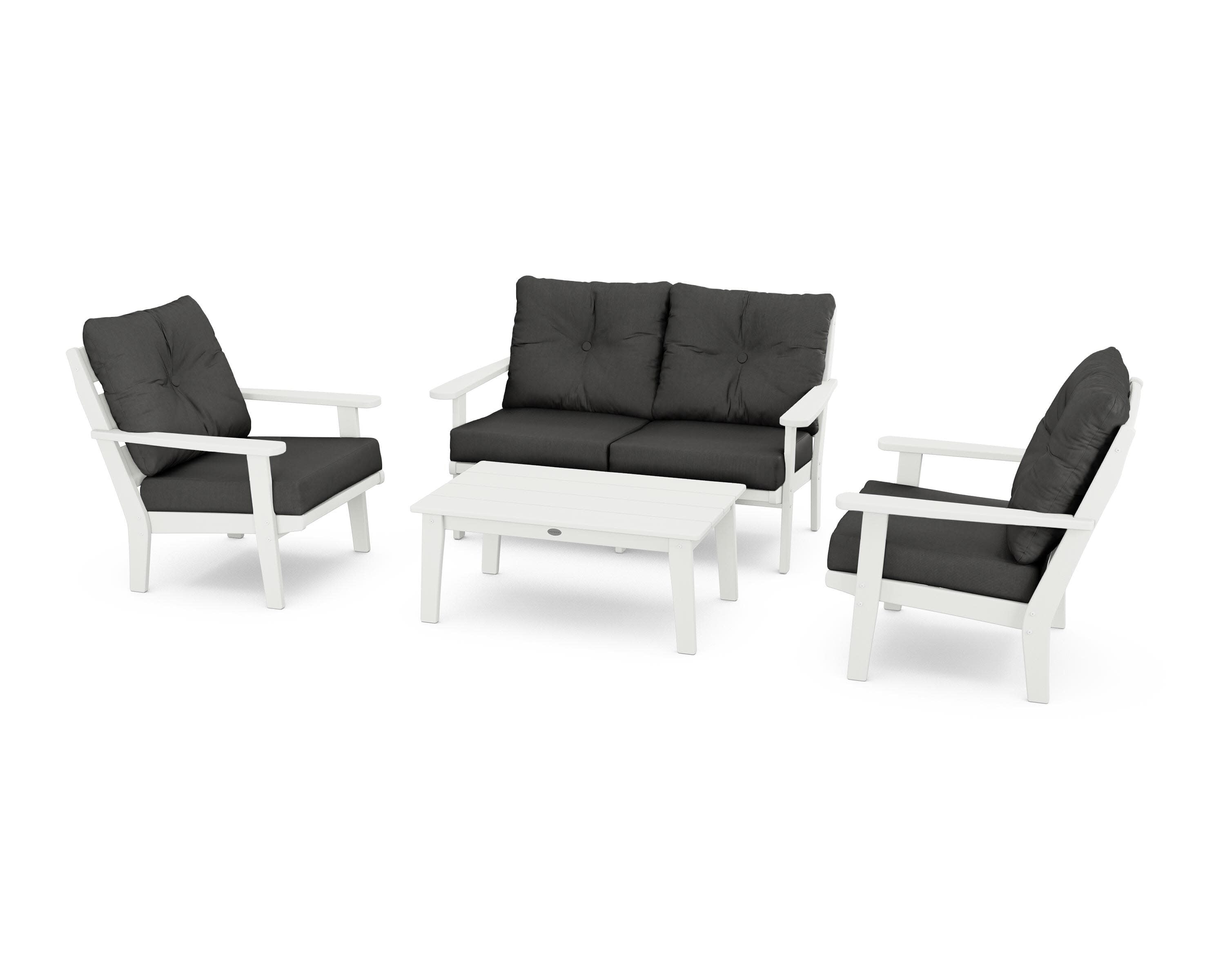 Lakeside 4-Piece Deep Seating Set in Vintage White / Spectrum Carbon