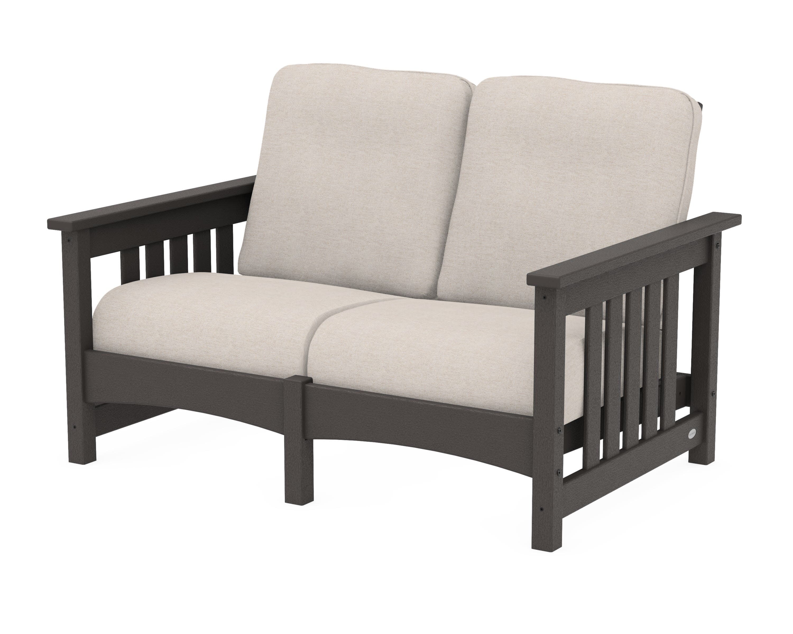 Club Mission Loveseat in Vintage Coffee / Nuance Cloud