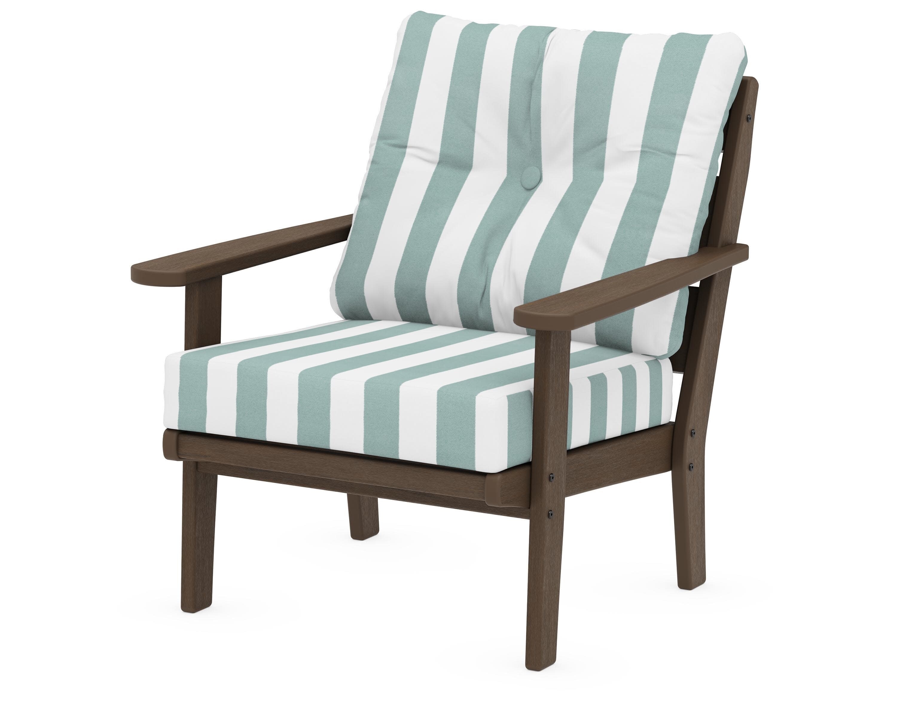 Lakeside Deep Seating Chair in Kona / Cabana Stripe Glacier Spa
