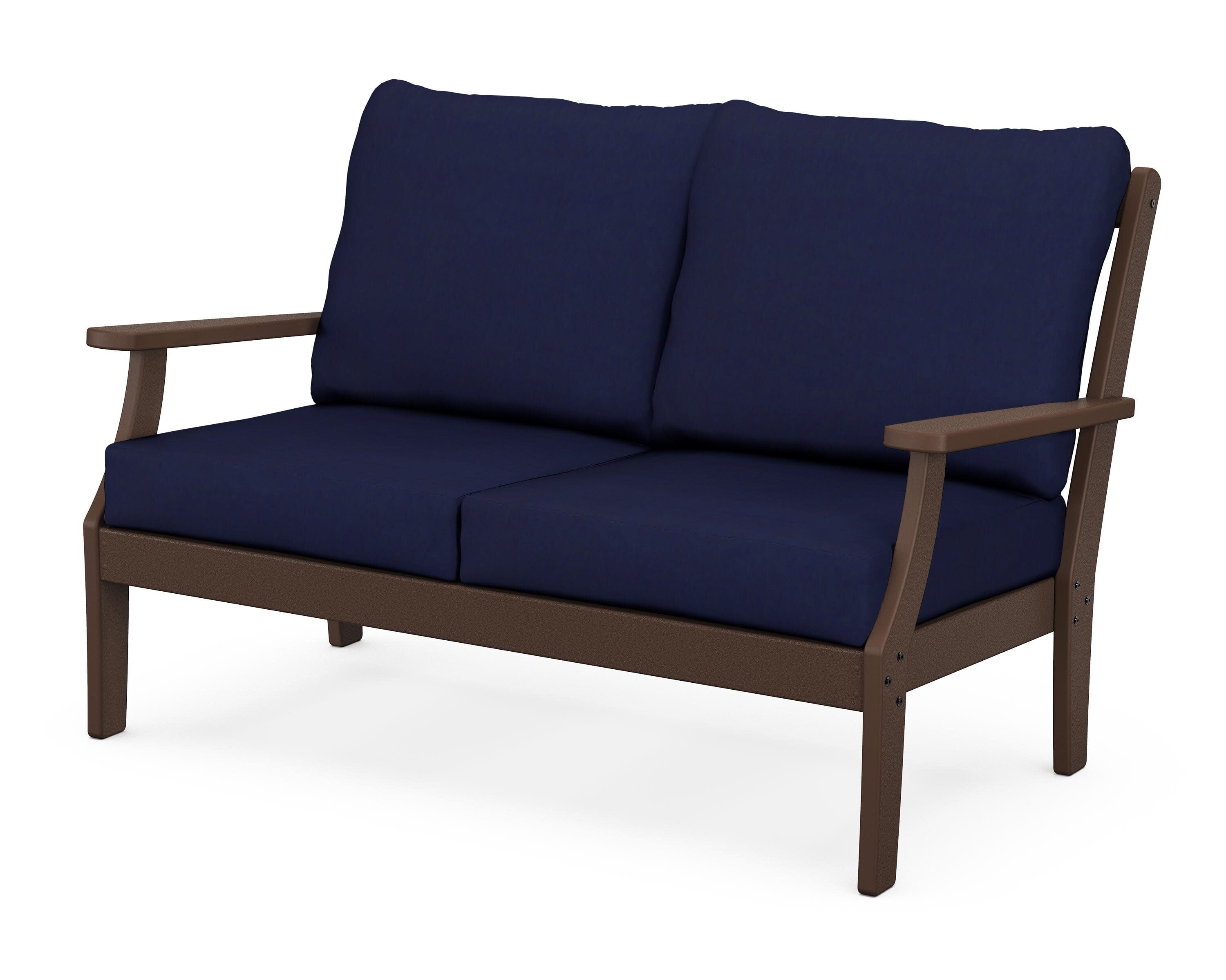 Braxton Deep Seating Loveseat in Mahogany / Navy
