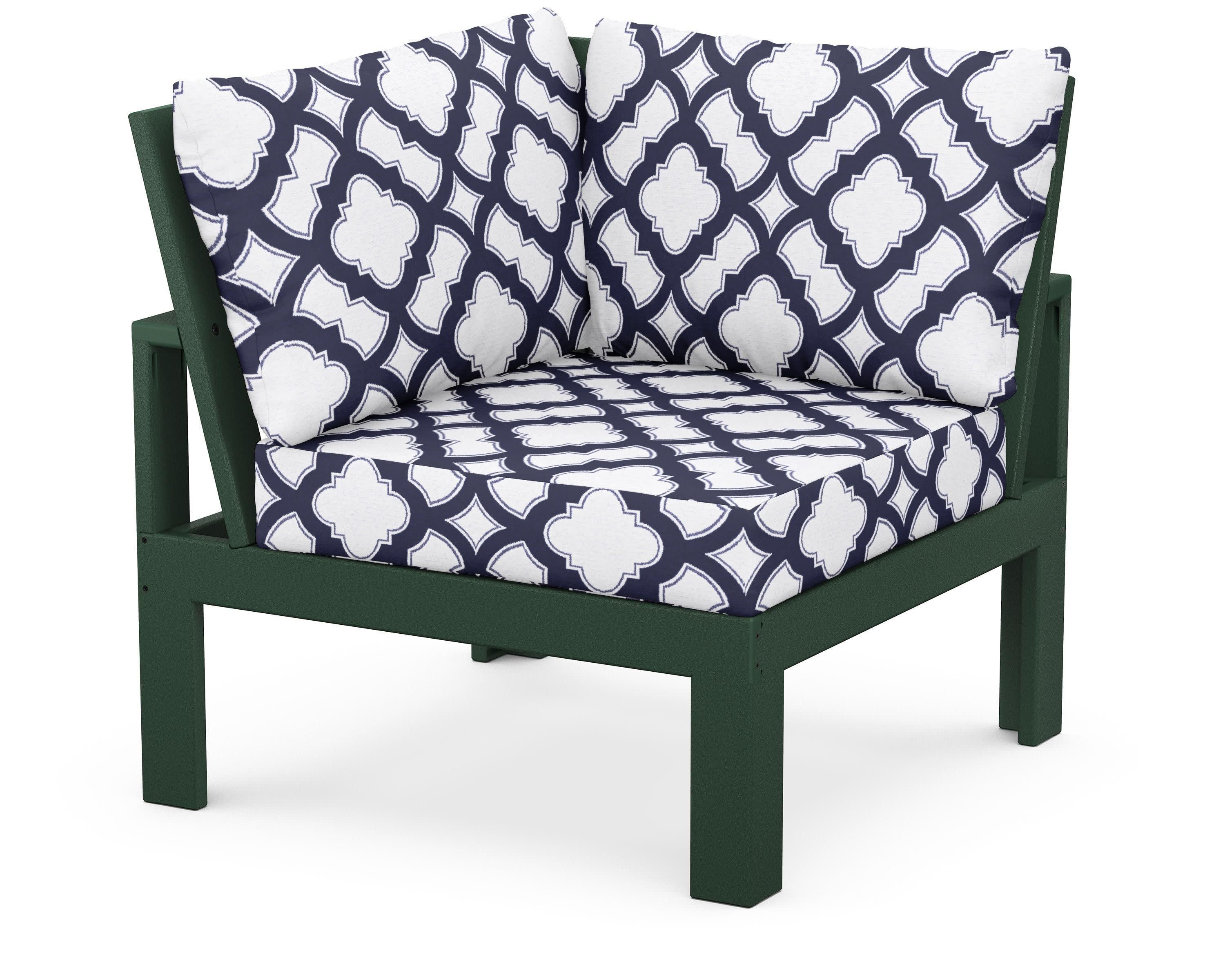 Modular Corner Chair in Green / Trellis Navy