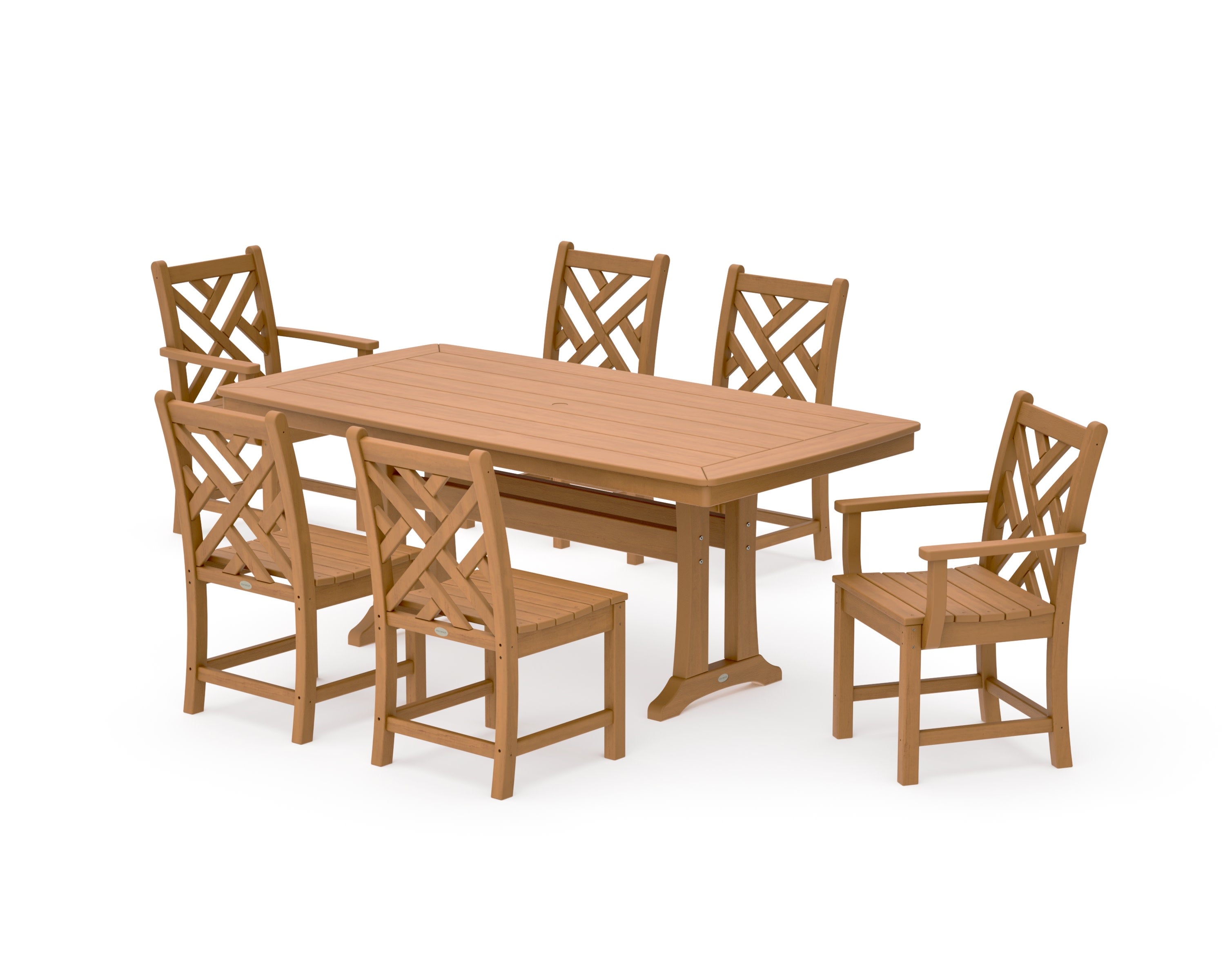 Chippendale 7-Piece Dining Set with Trestle Legs in Natural