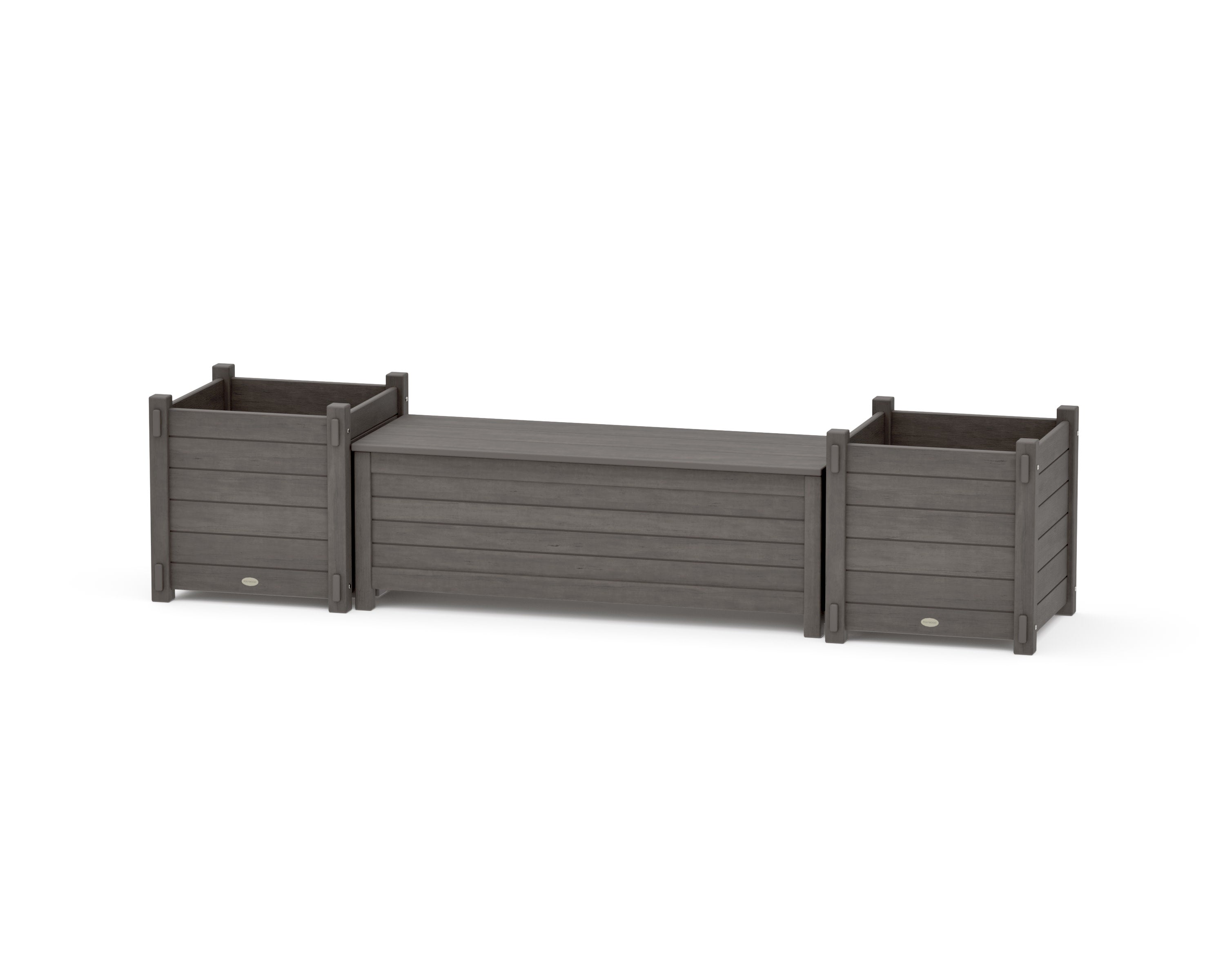 48" Nautical Straight Planter Storage Bench Set- Large in Driftwood