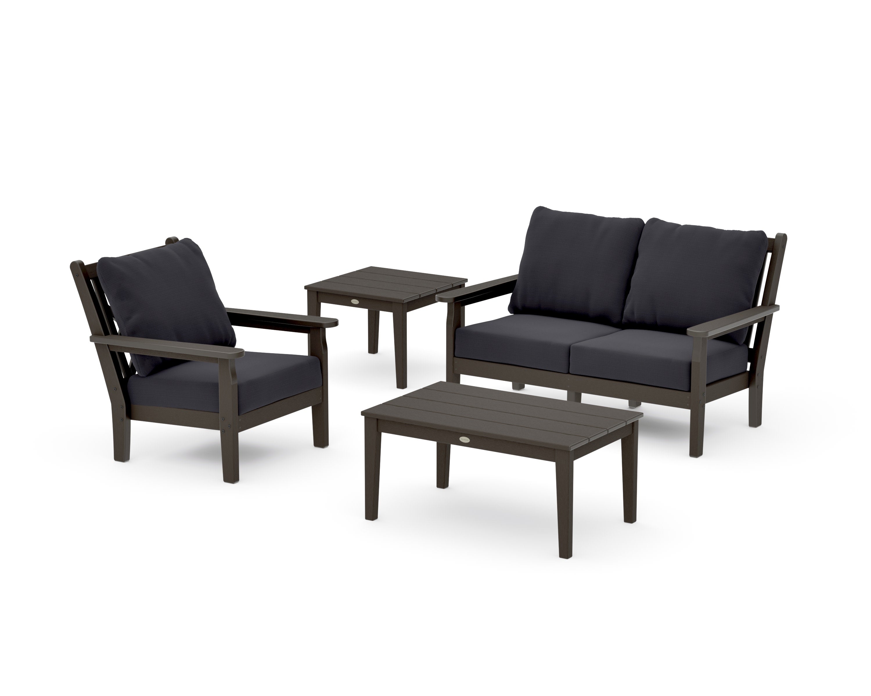 Chippendale 4-Piece Deep Seating Set in Vintage Coffee / Midnight Linen