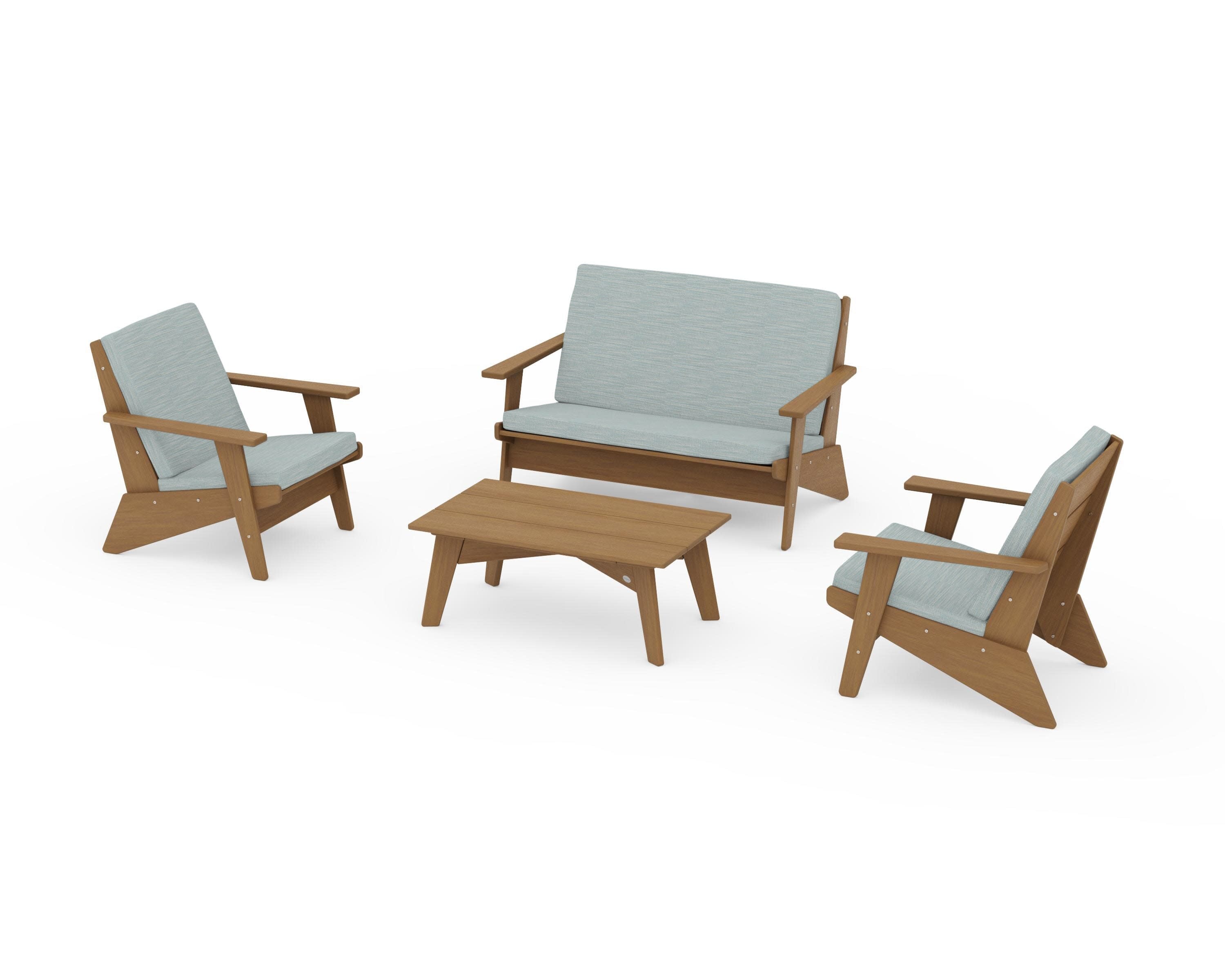 Riviera Modern Lounge 4-Piece Set in Natural / Soothe Mist