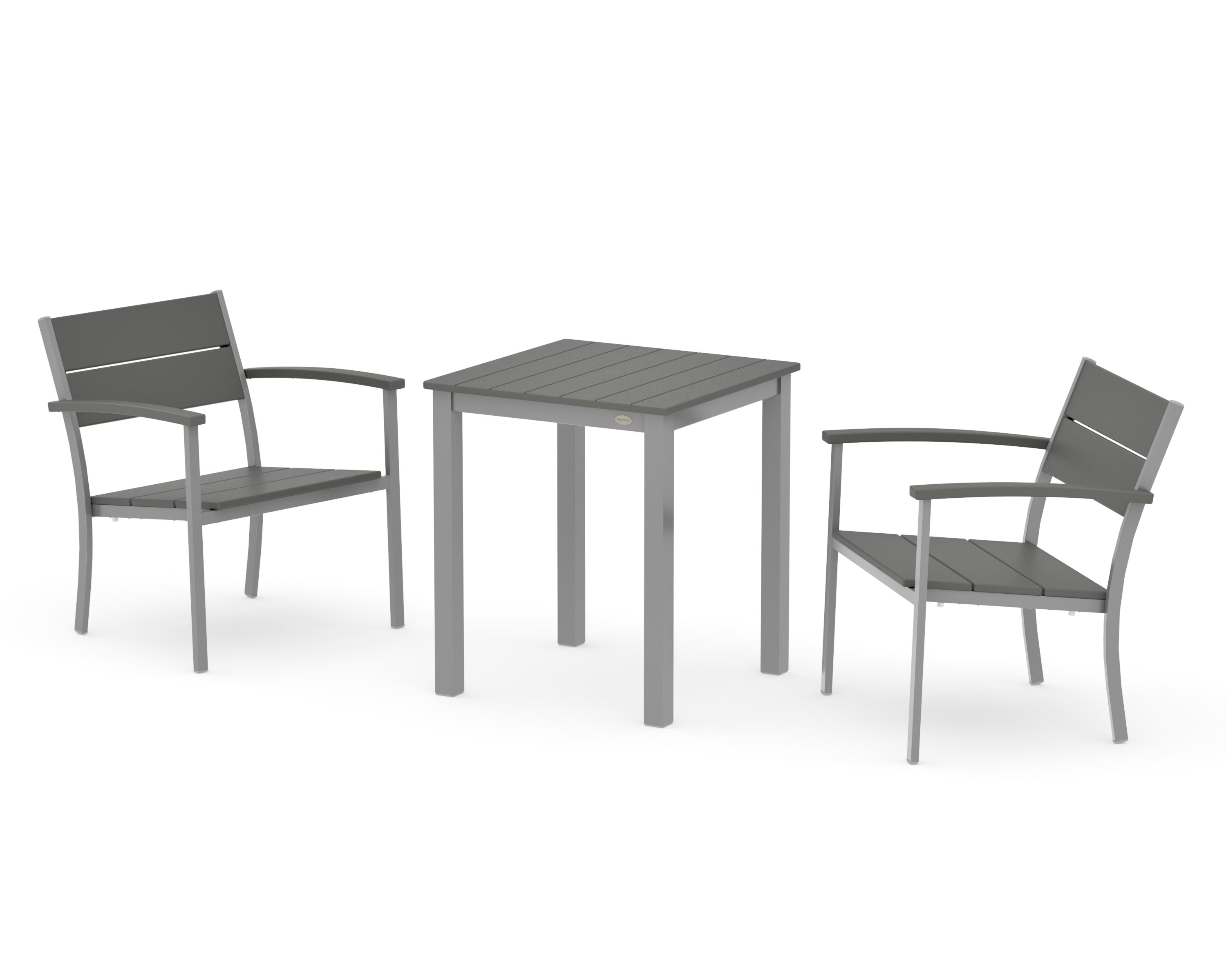 Main Street 3-Piece Square Dining Set in Silver / Slate Grey