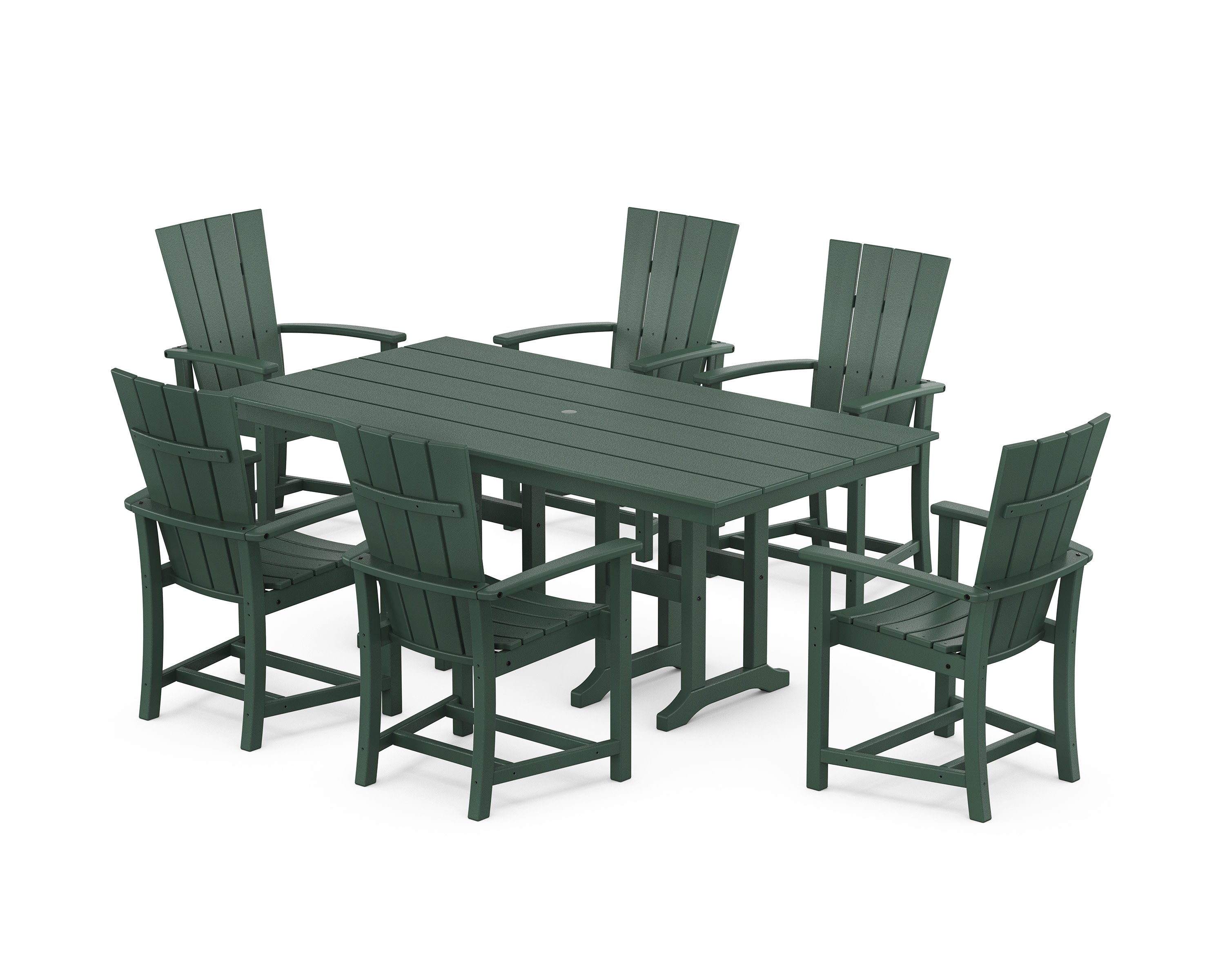 Quattro 7-Piece Farmhouse Dining Set in Green