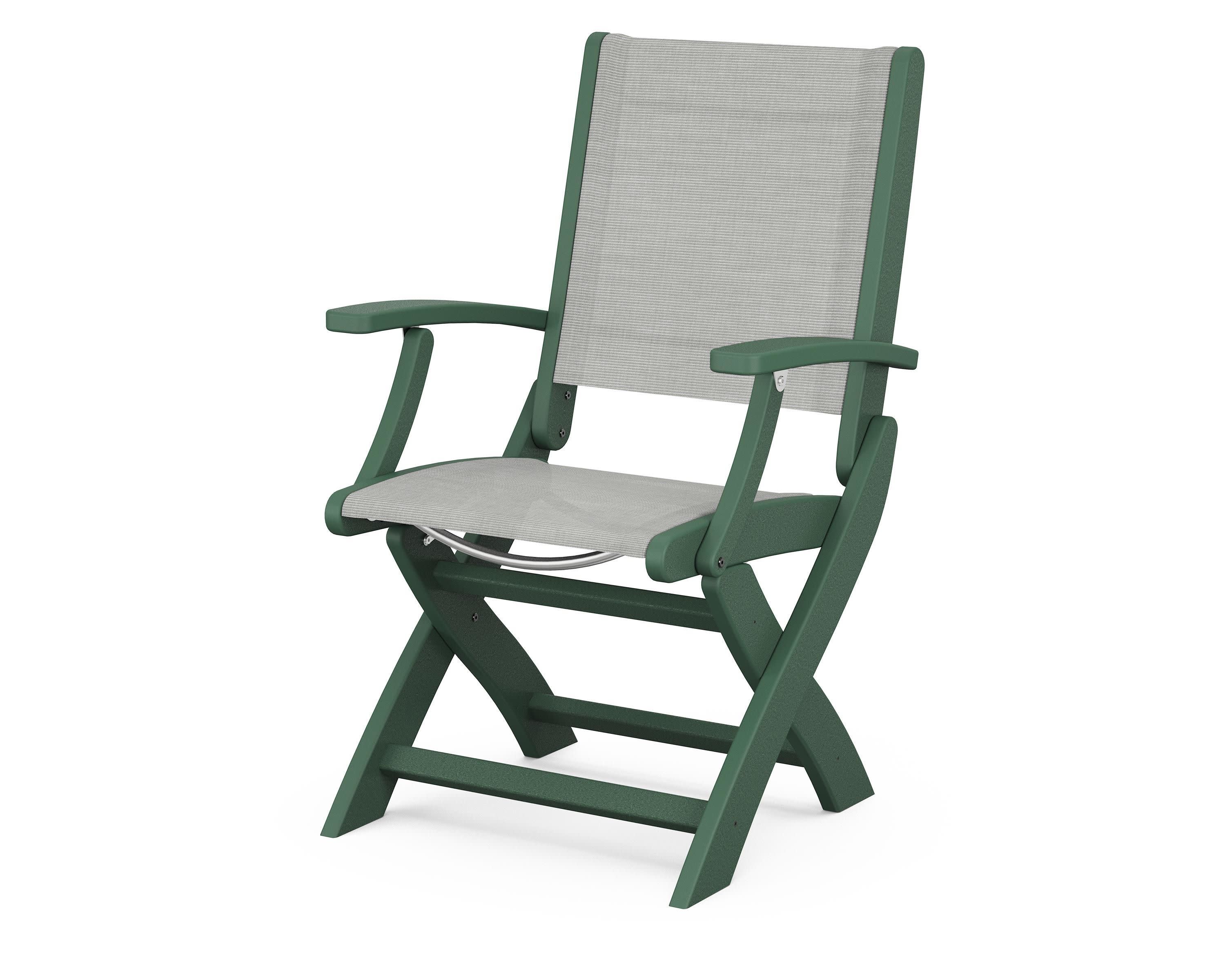 Coastal Folding Chair in Green / Metallic Sling