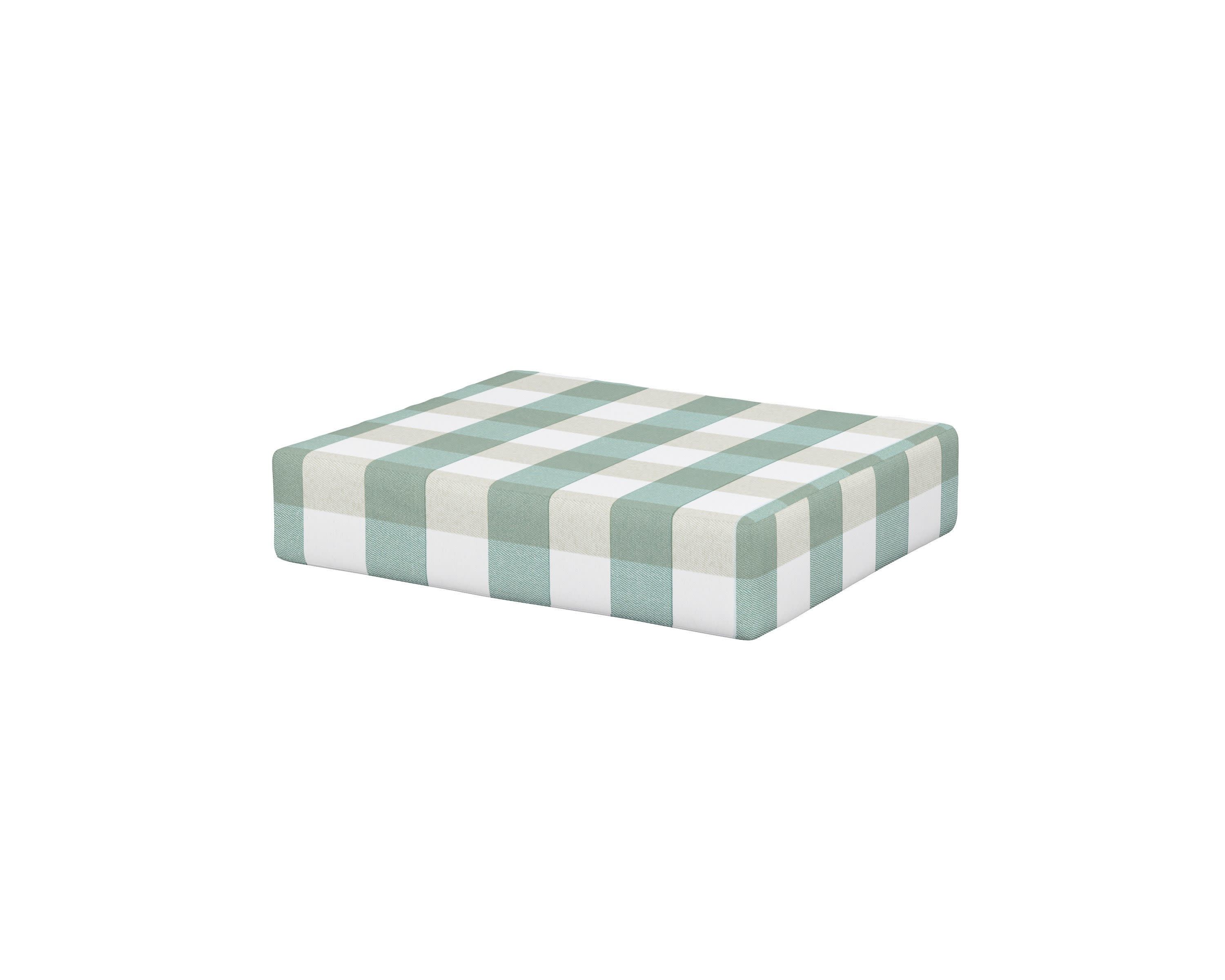 Acadia Ottoman Cushion in Buffalo Plaid Glacier Spa