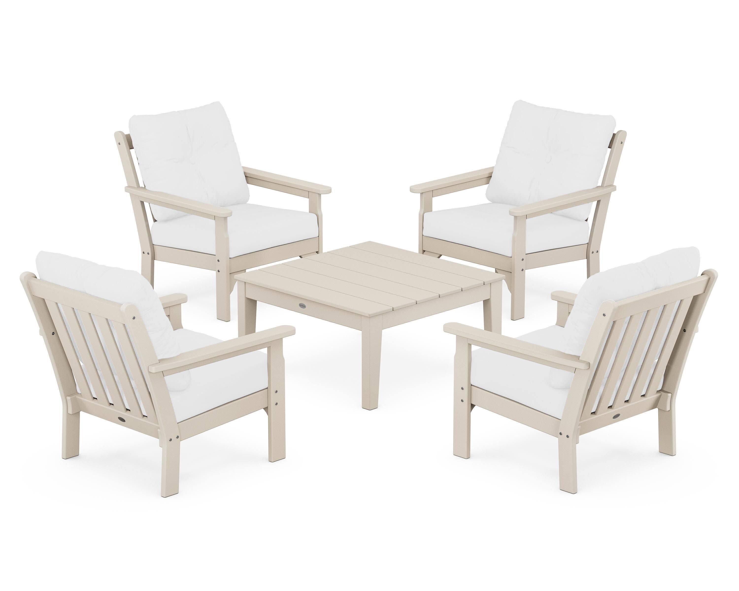 Vineyard 5-Piece Deep Seating Conversation Set in Sand / Natural