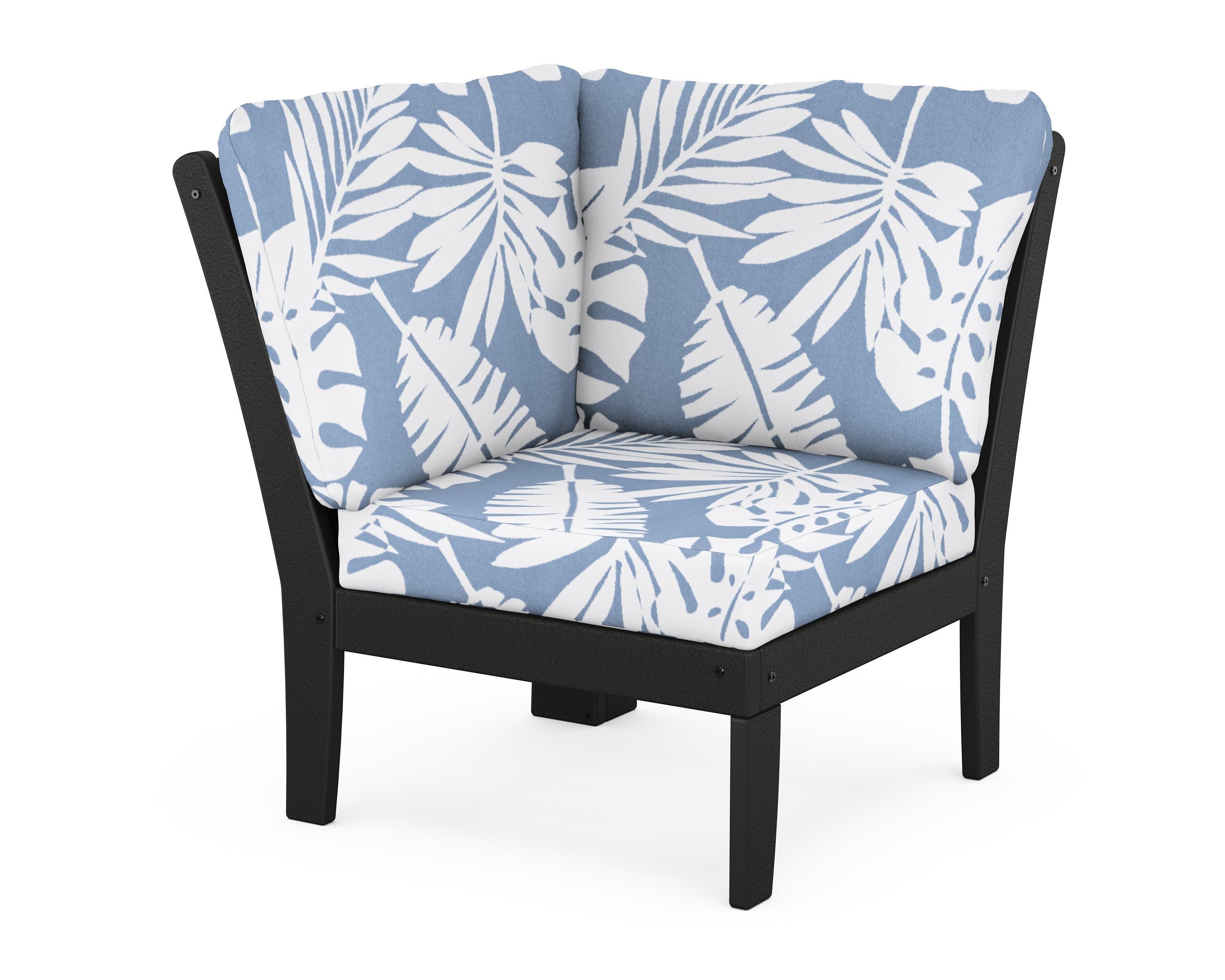 Braxton Modular Corner Chair in Black / Leaf Sky Blue