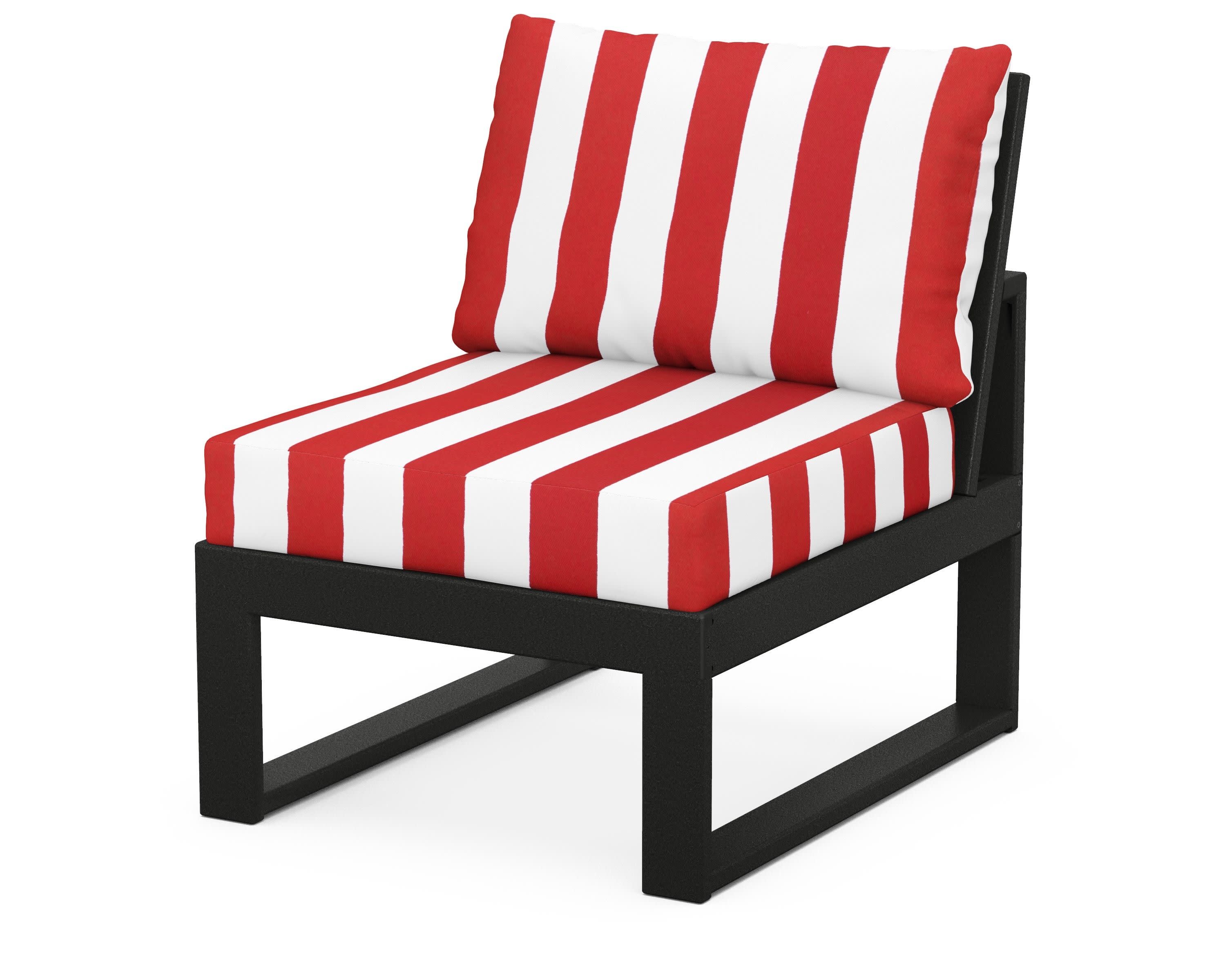 Modular Armless Chair in Black / Cabana Stripe Crimson