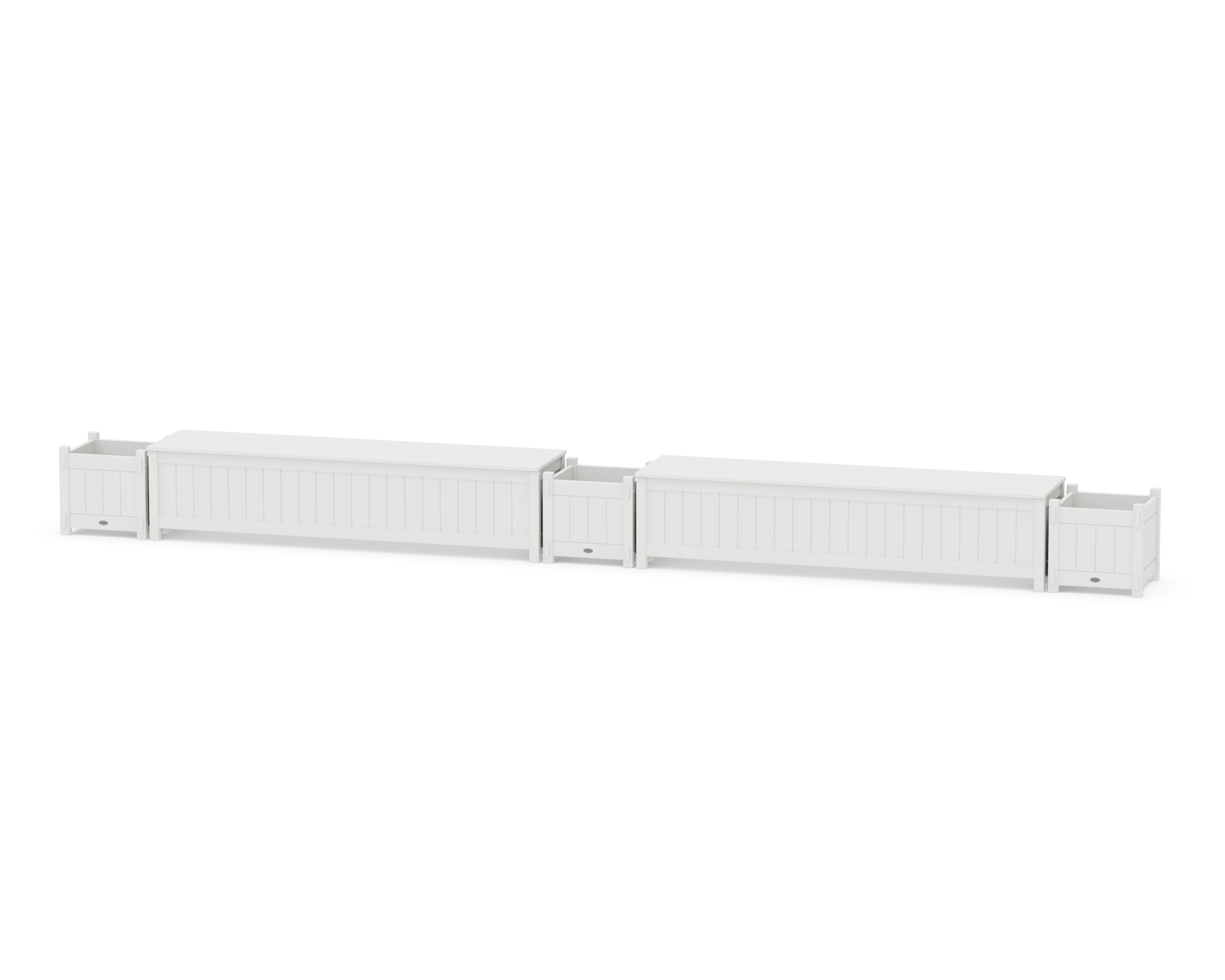 72" Vineyard Straight Double Planter Storage Bench Set in White