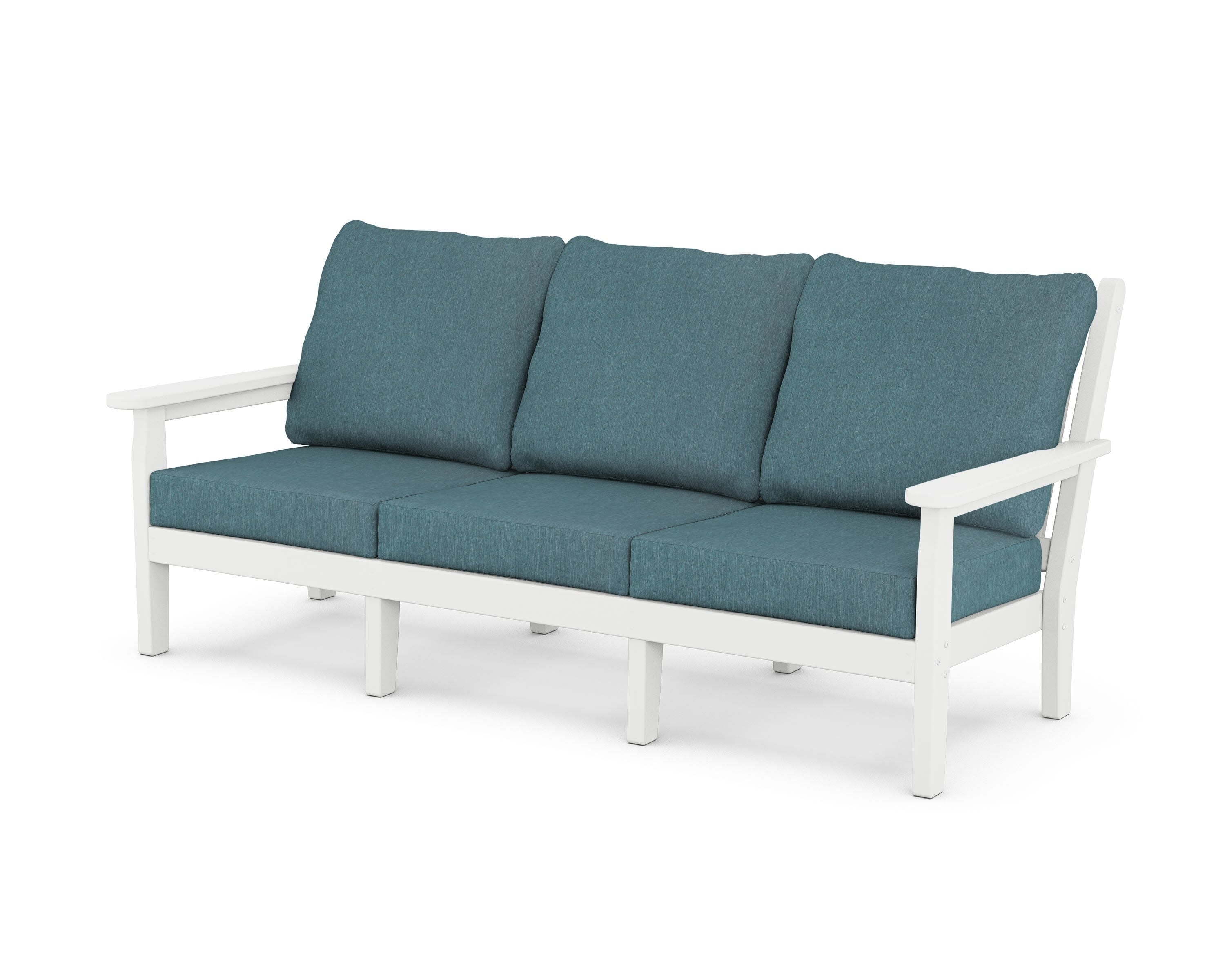 Chippendale Deep Seating Sofa in White / Ocean Teal