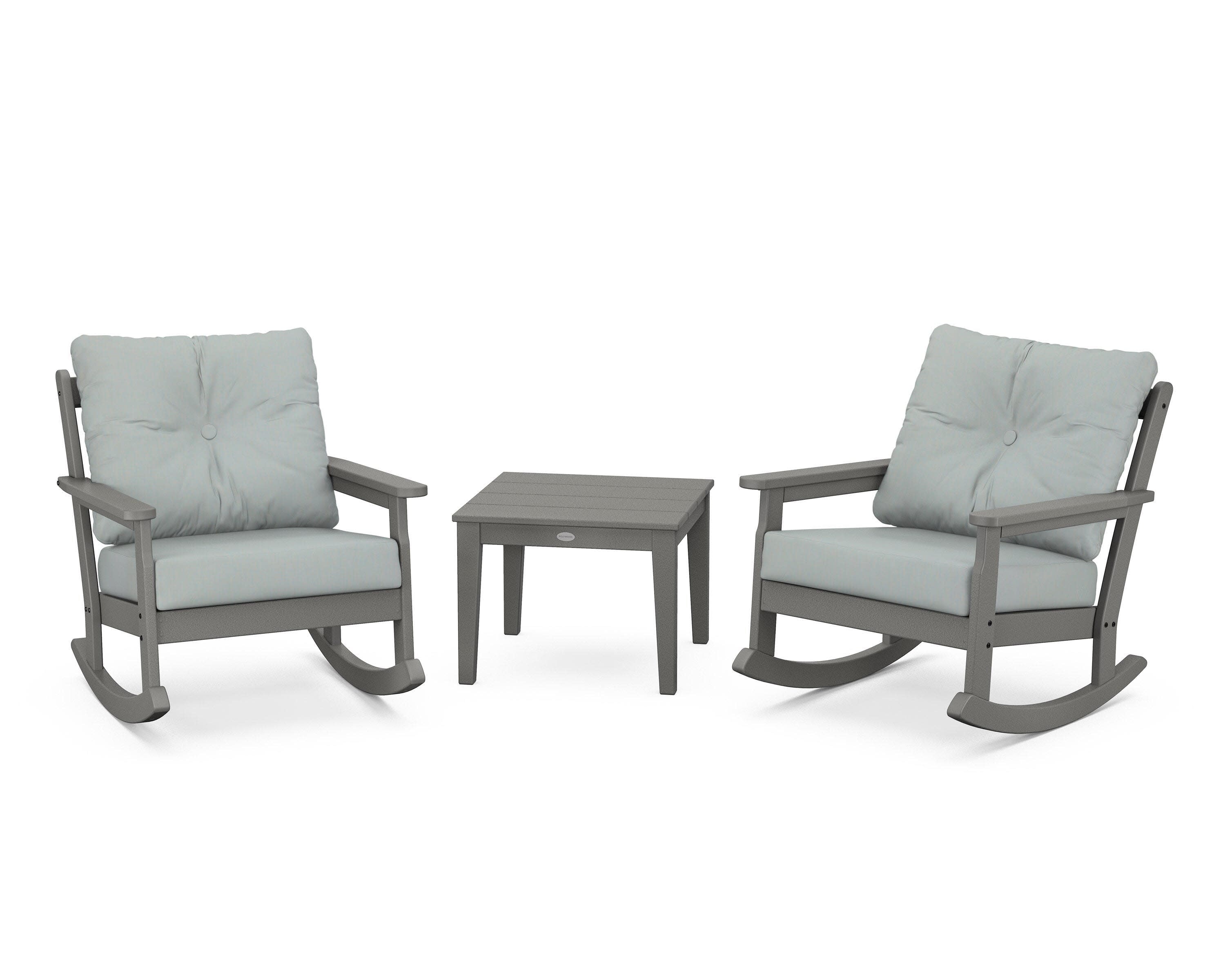 Vineyard 3-Piece Deep Seating Rocker Set in Slate Grey / Spa