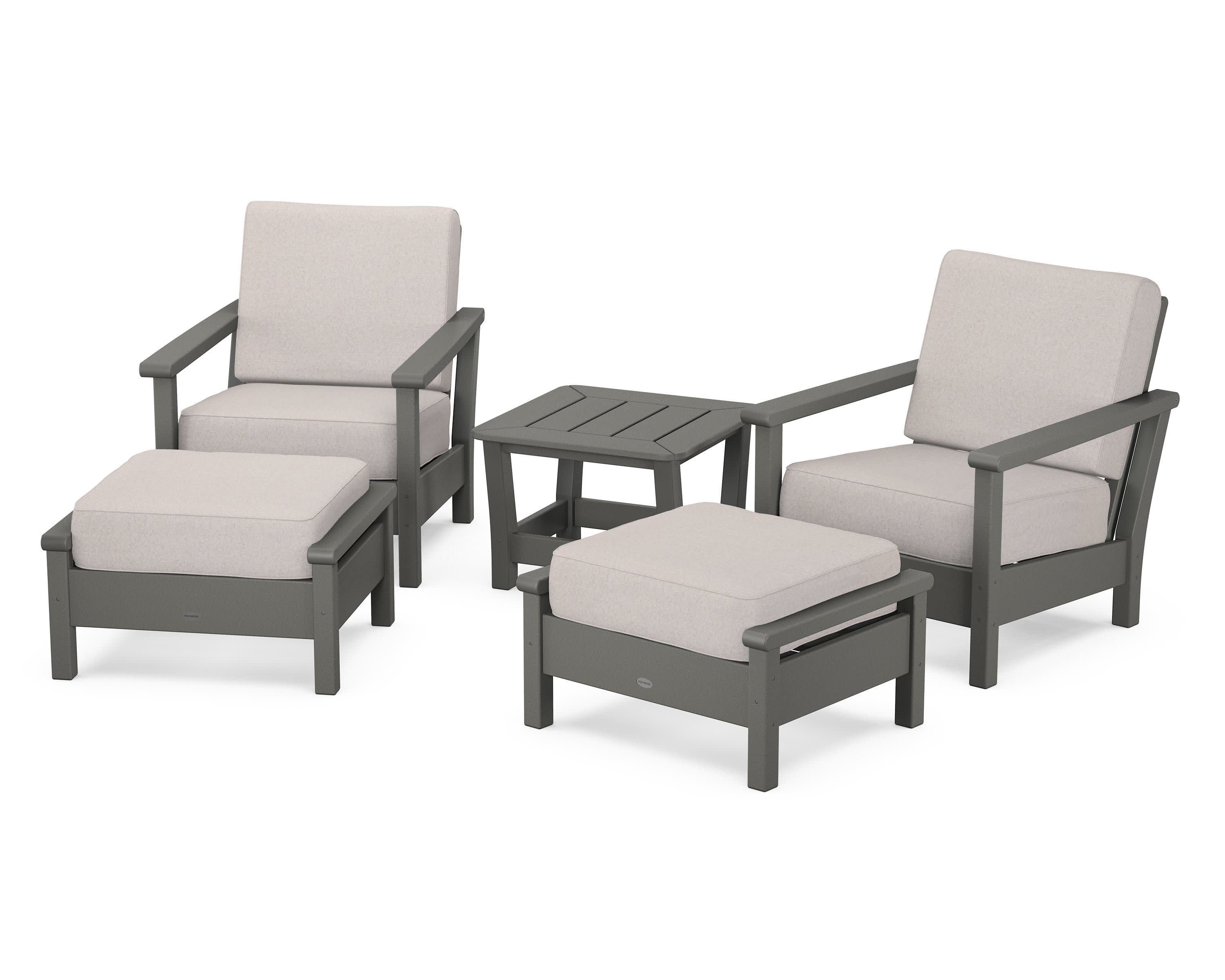 Harbour 5-Piece Deep Seating Chair Set in Slate Grey / Dune Burlap