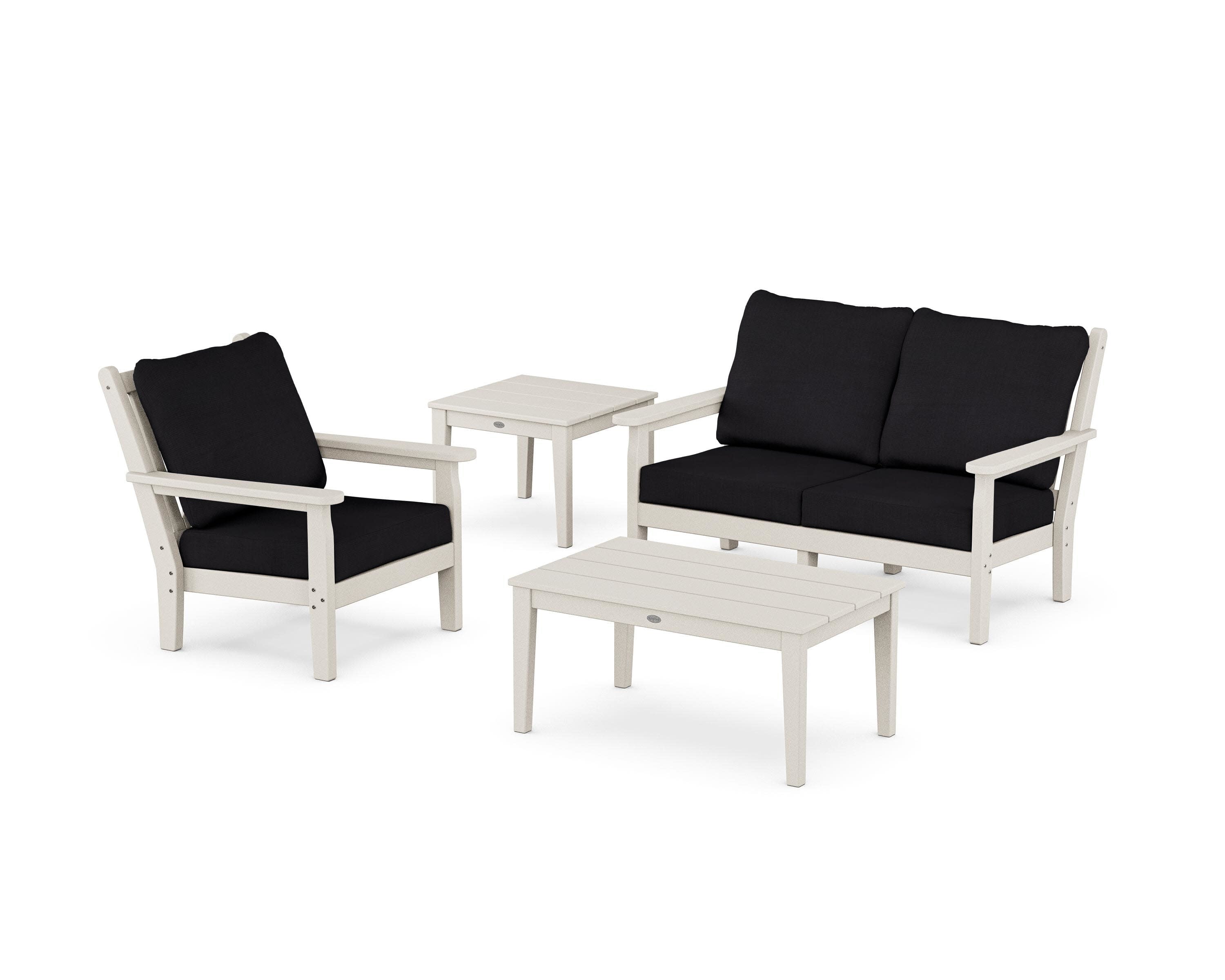 Chippendale 4-Piece Deep Seating Set in Sand / Midnight Linen