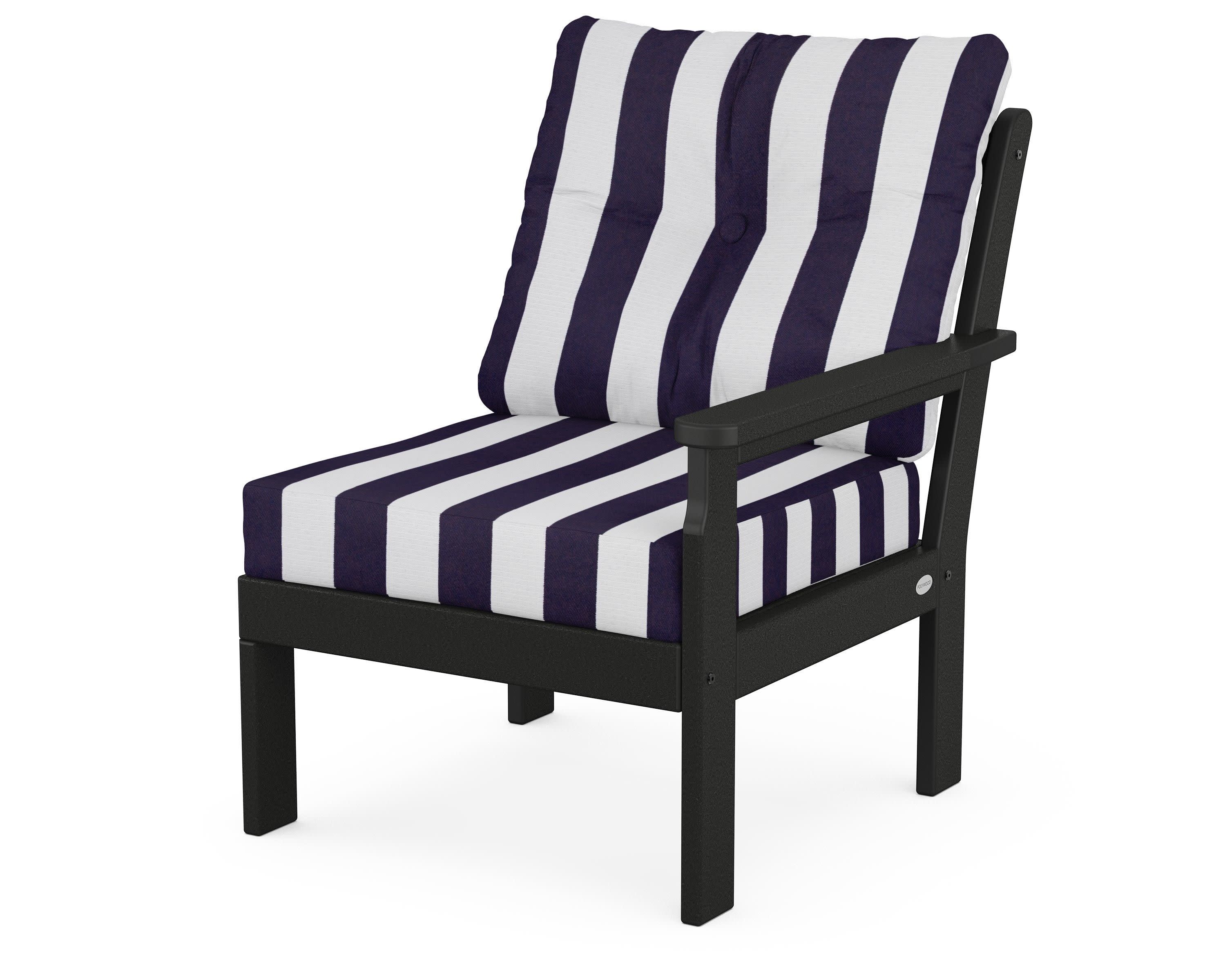 Vineyard Modular Right Arm Chair in Black / Cabana Stripe Navy