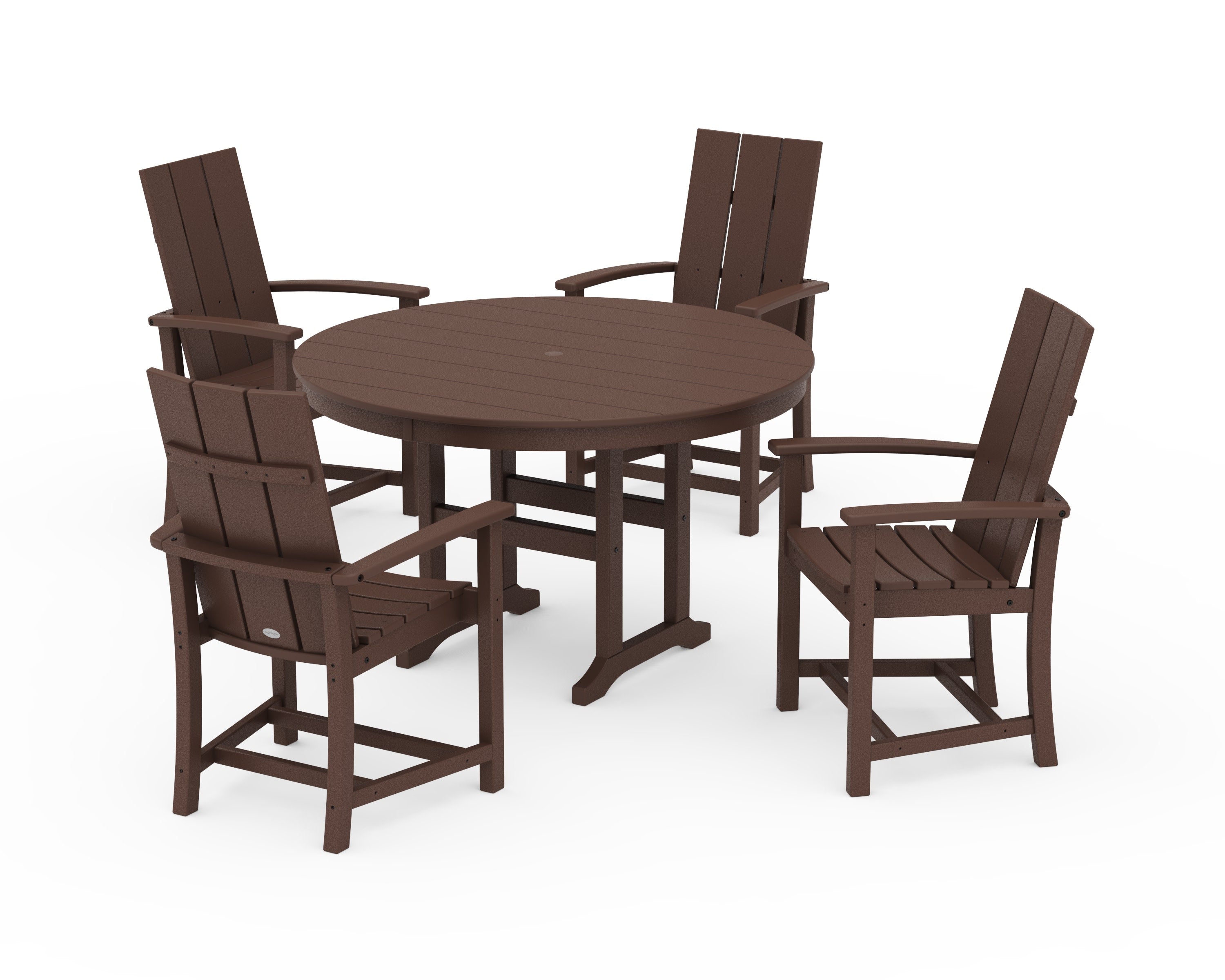 Modern Adirondack 5-Piece Round Farmhouse Dining Set in Mahogany