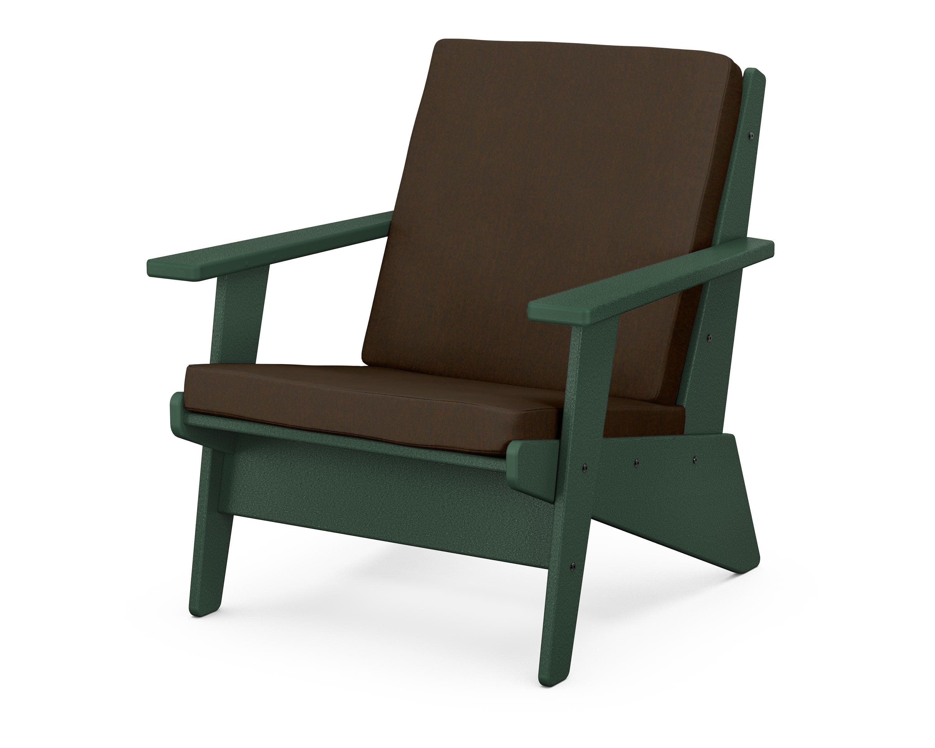 Riviera Modern Lounge Chair in Green / Canvas Java
