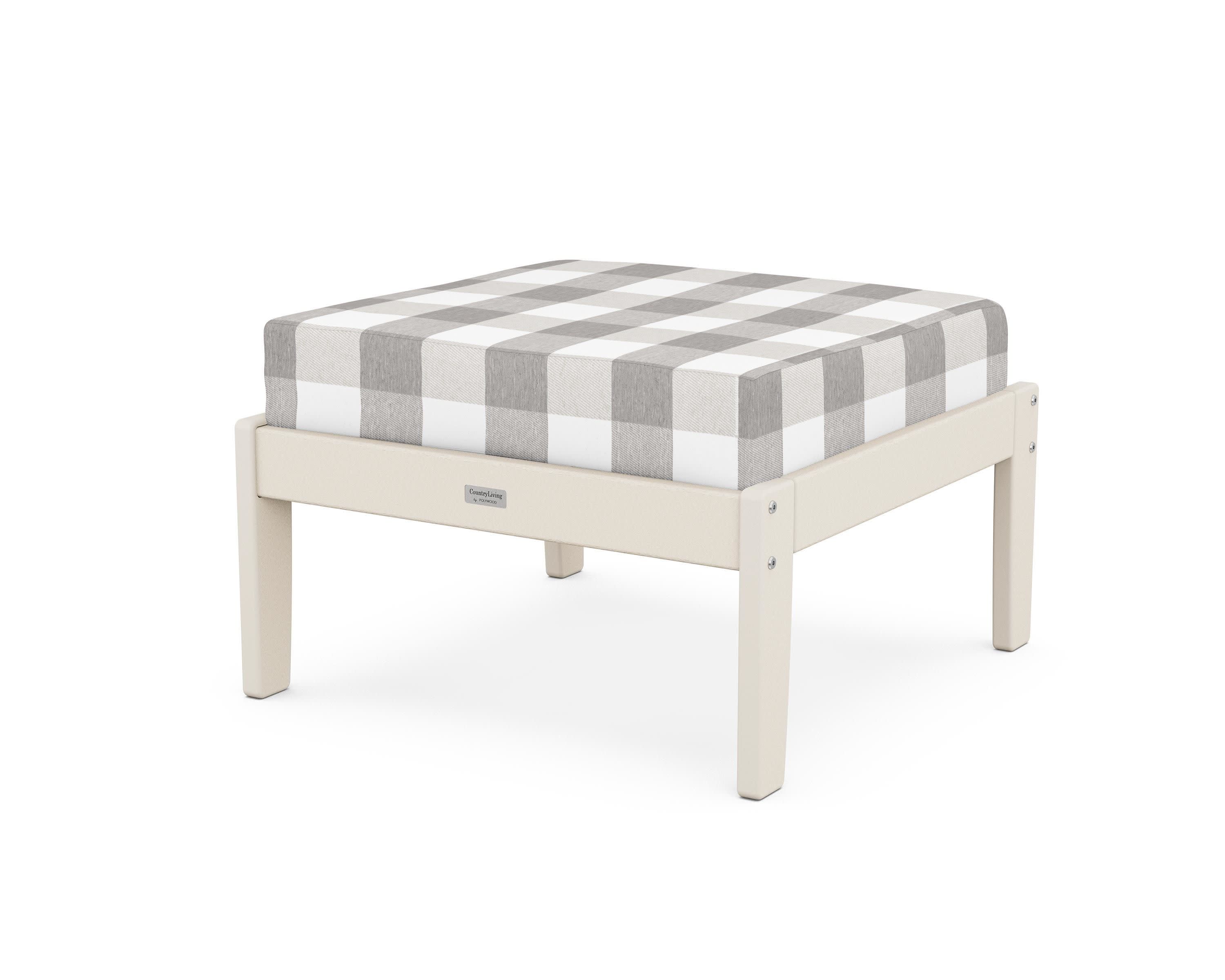 Cottage Deep Seating Ottoman in Sand / Buffalo Plaid Grey Mist