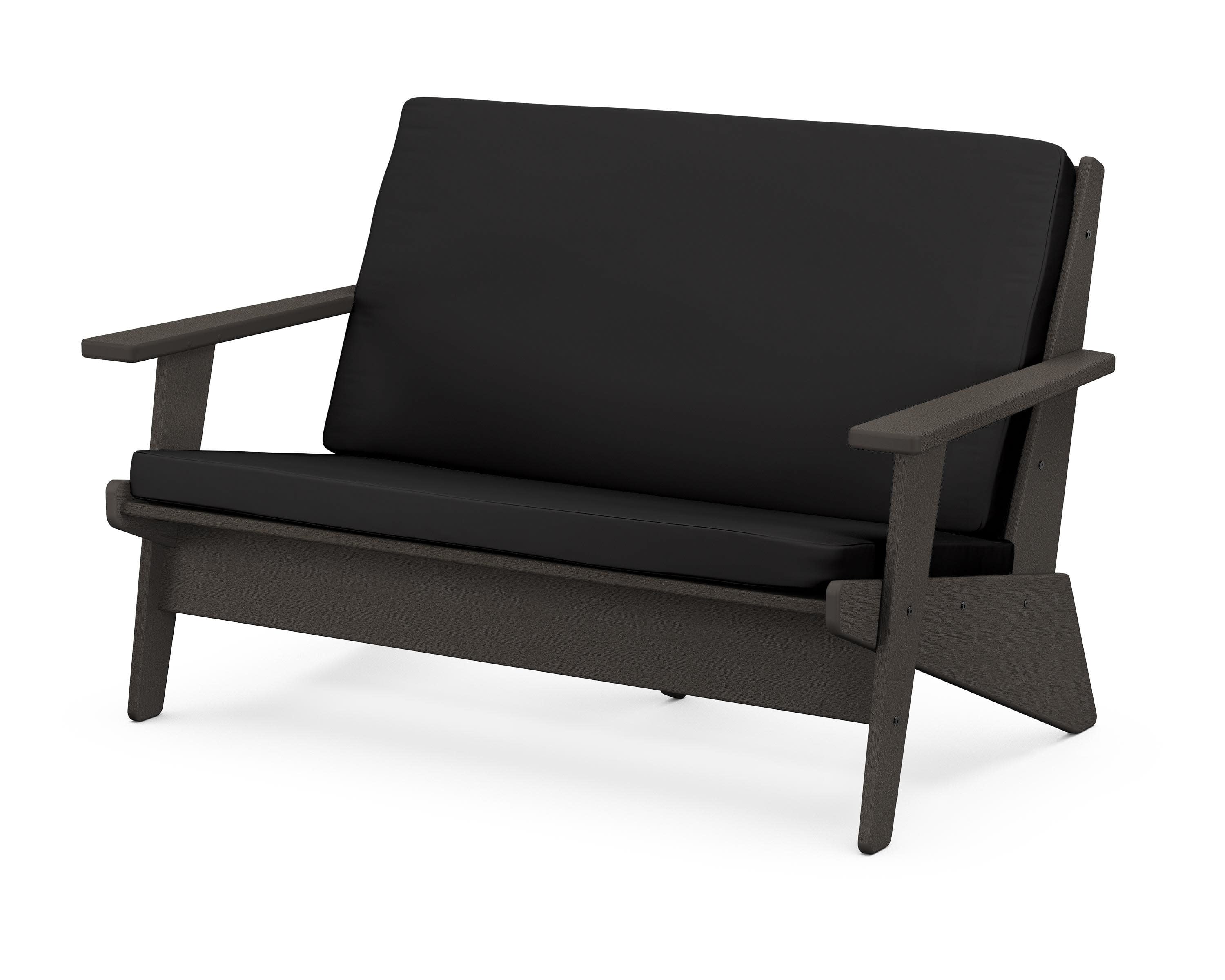 Riviera Modern Lounge Loveseat in Vintage Coffee / Canvas Black