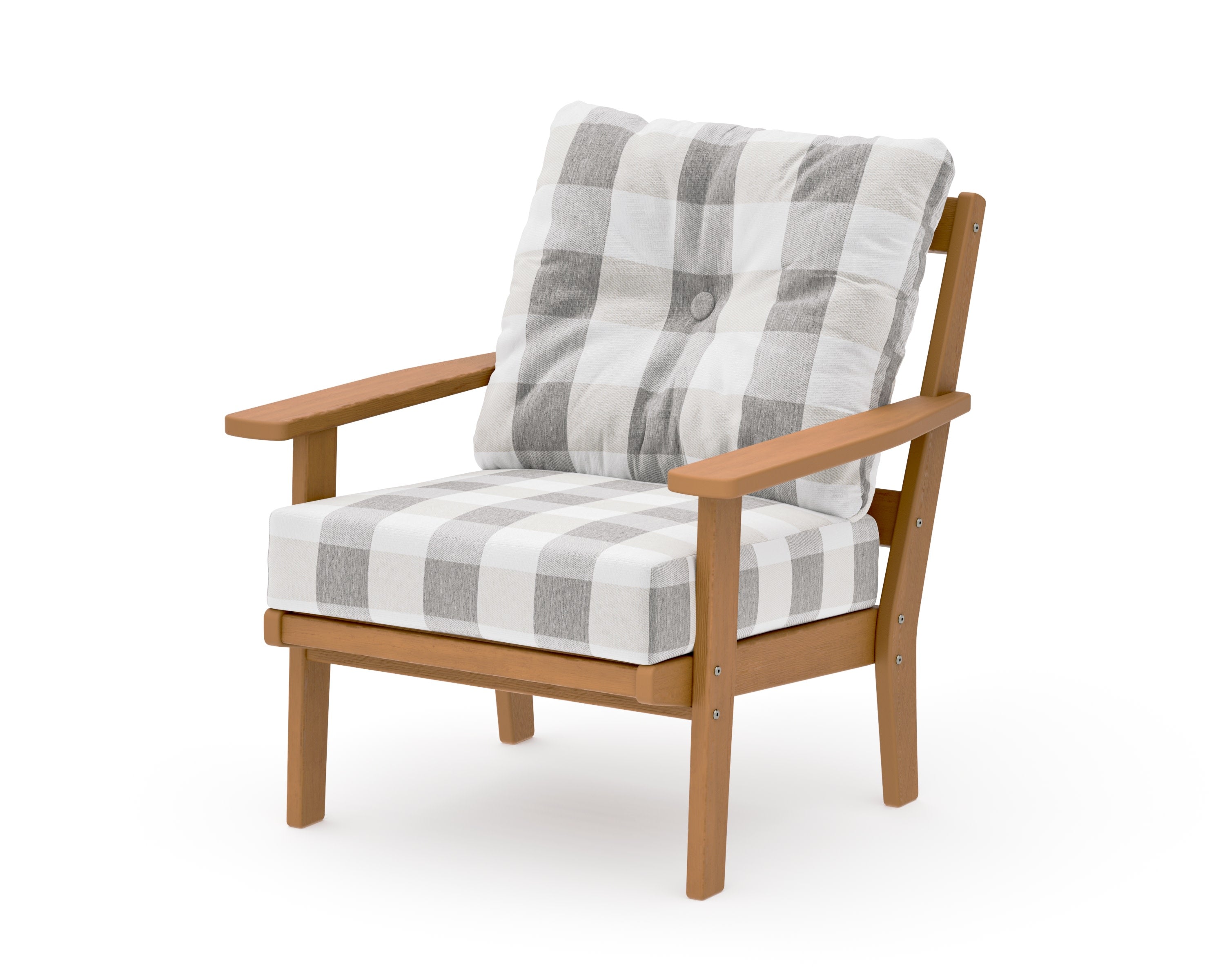 Prairie Deep Seating Chair in Natural / Buffalo Plaid Grey Mist