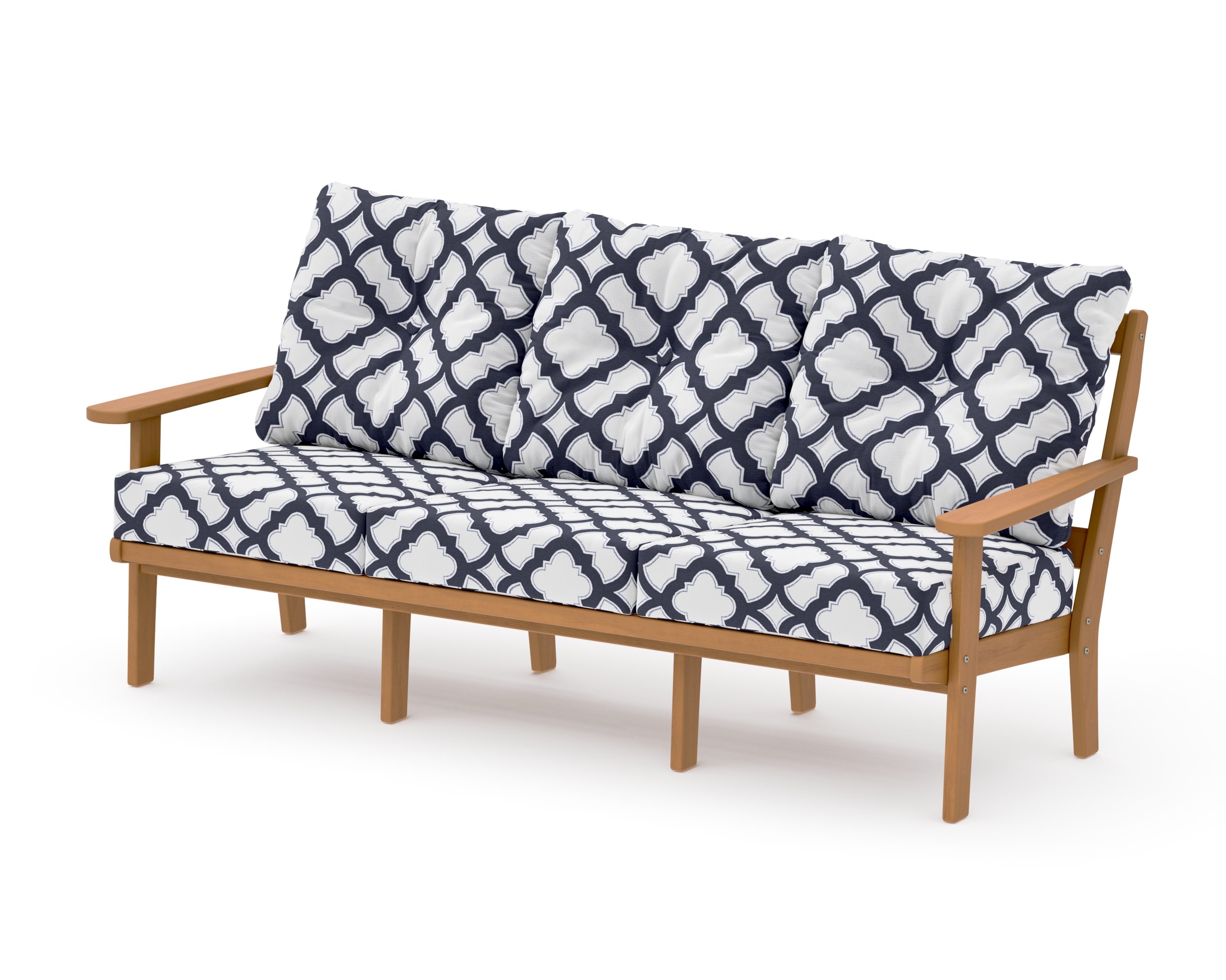 Mission Deep Seating Sofa in Natural / Trellis Navy