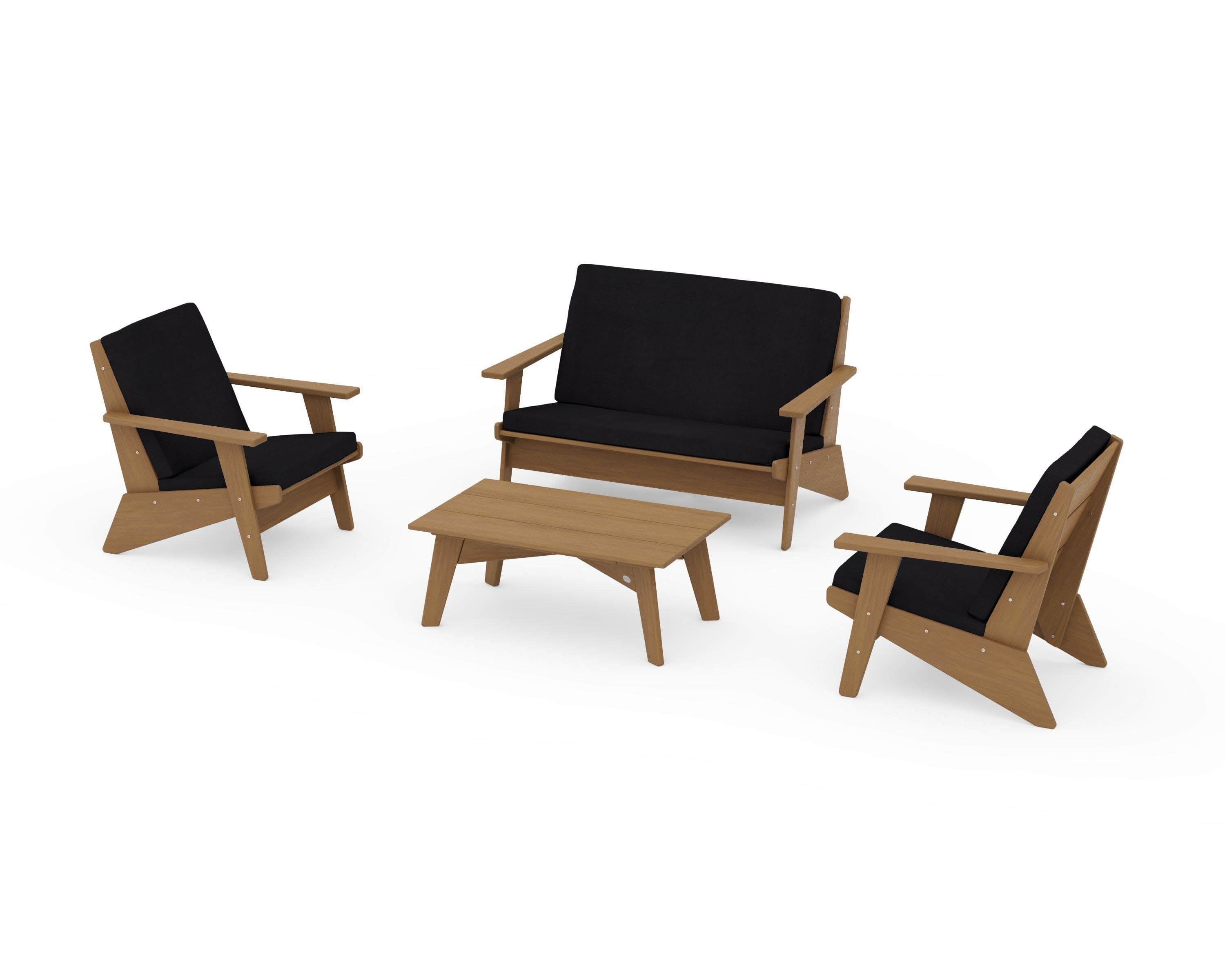 Riviera Modern Lounge 4-Piece Set in Natural / Midnight Linen