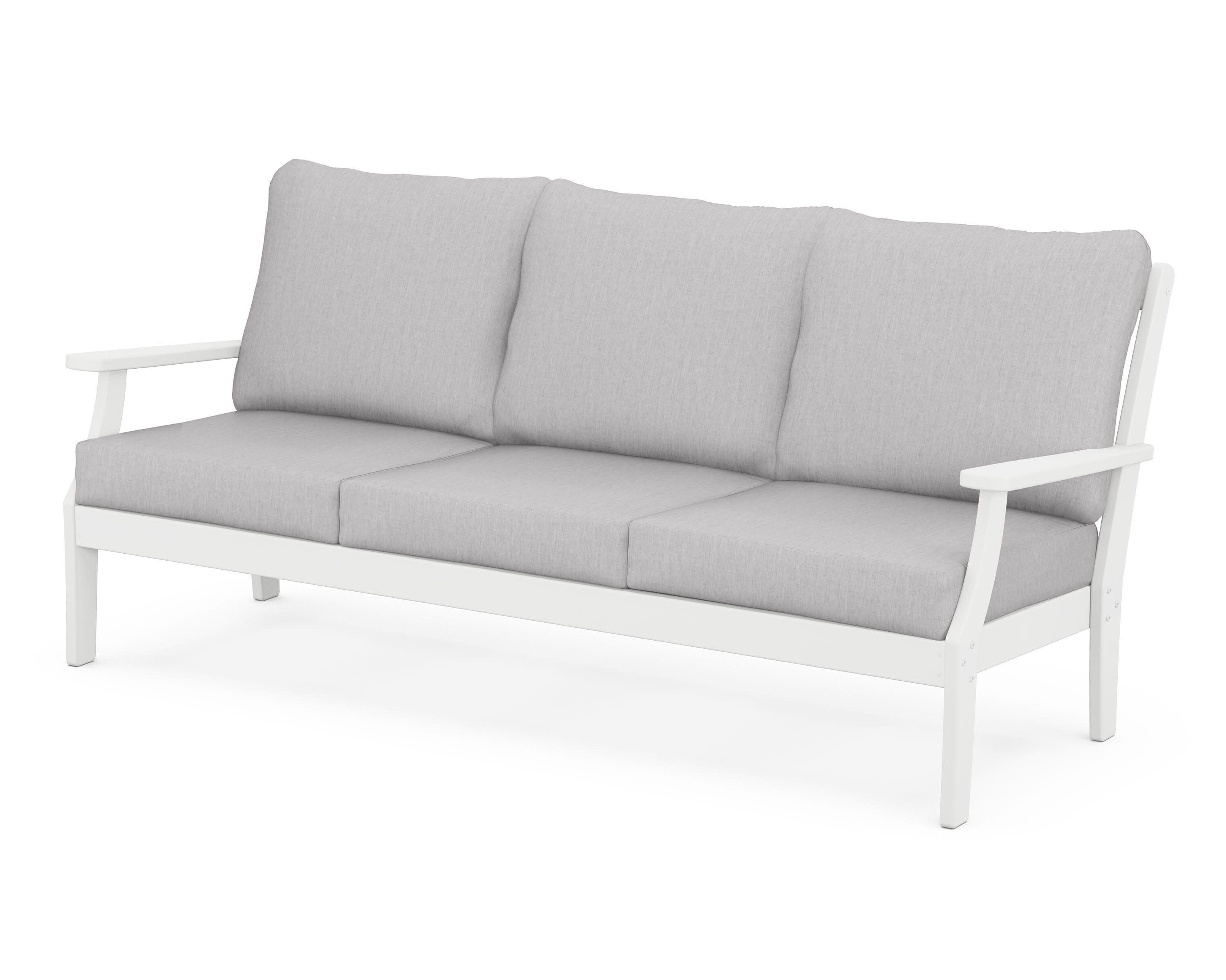 Braxton Deep Seating Sofa in White / Granite