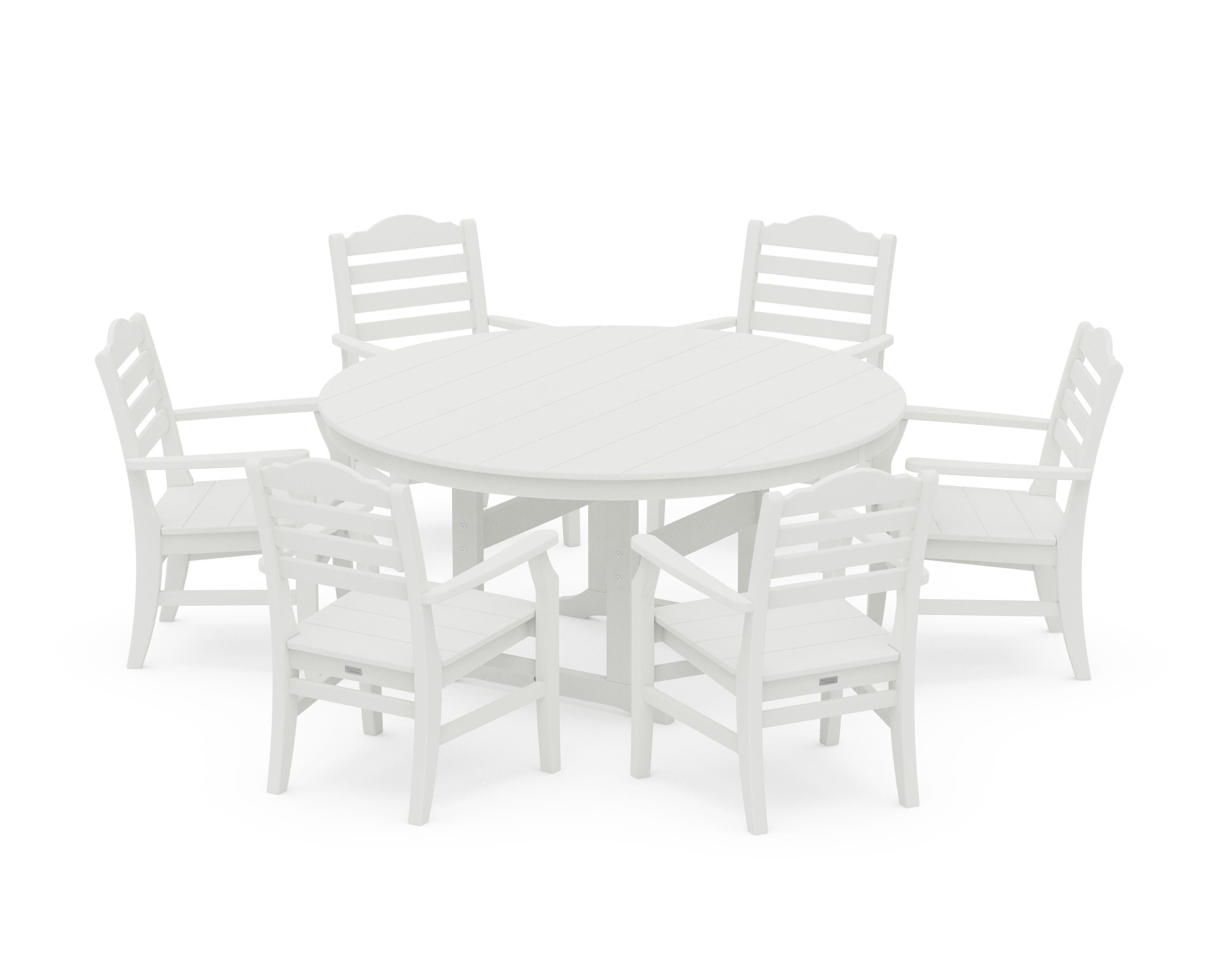 Savannah 7-Piece Arm Chair Round Farmhouse Dining Set in Vintage White