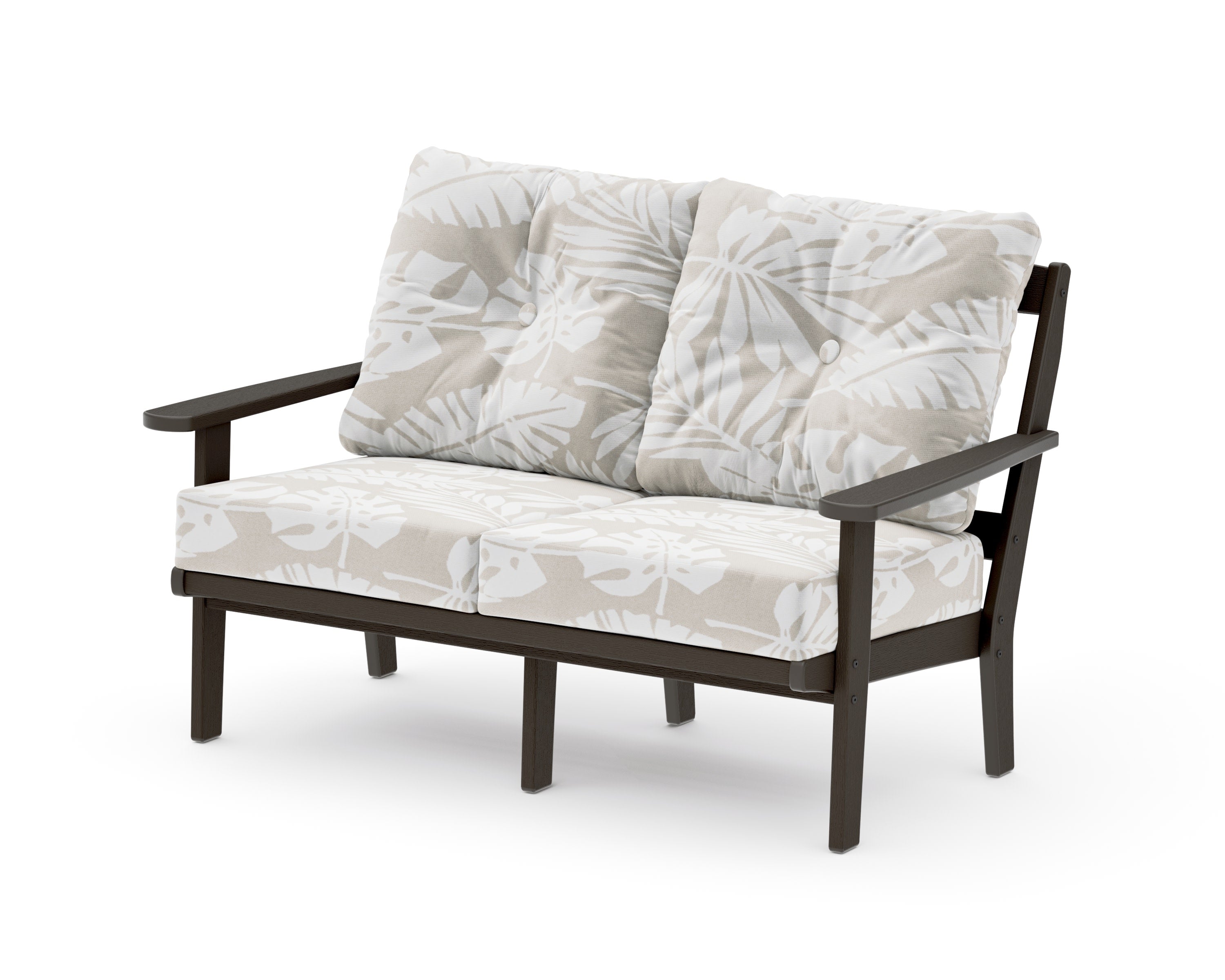 Mission Deep SeatingLoveseat in Vintage Coffee / Leaf Dune Burlap