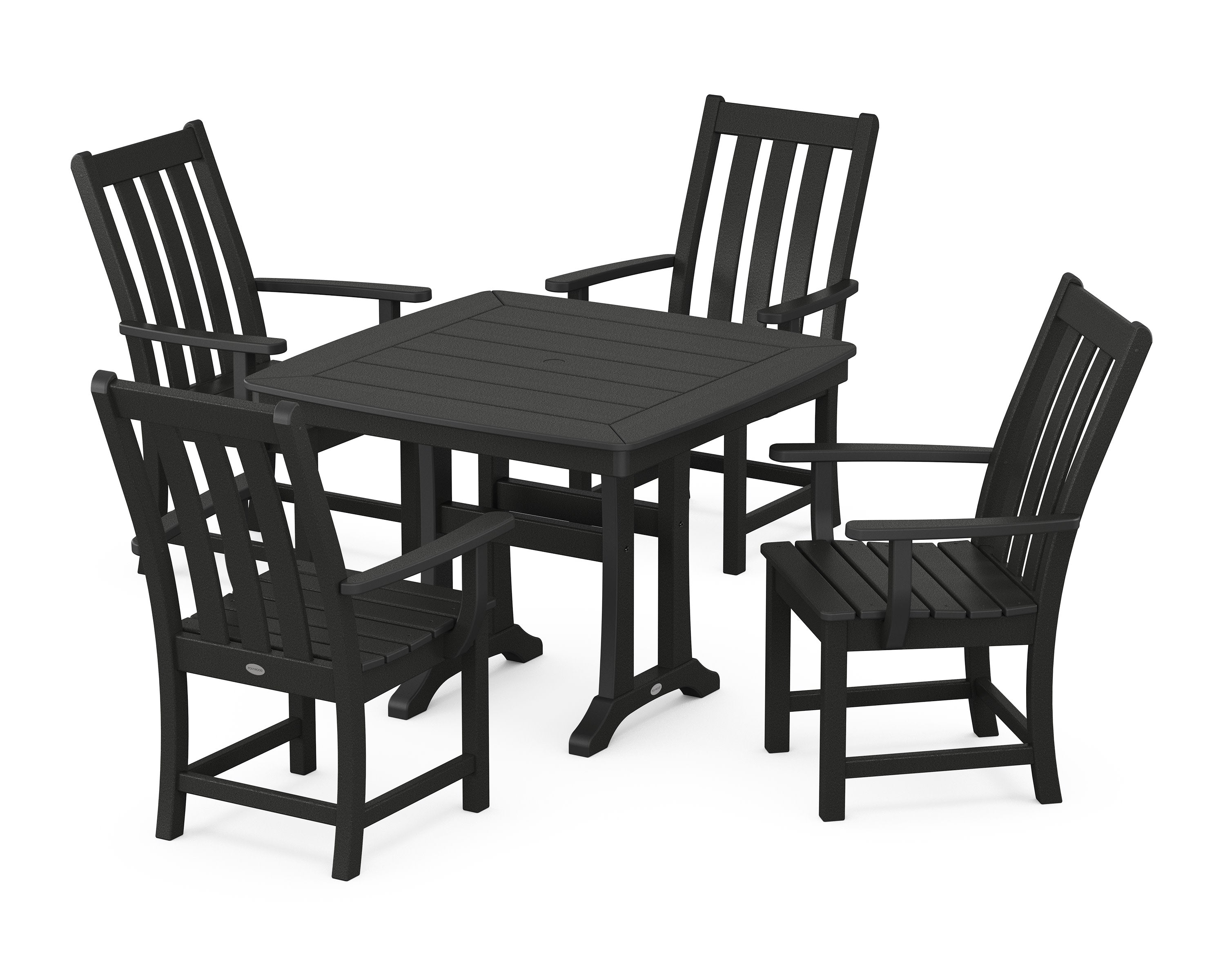 Vineyard 5-Piece Dining Set with Trestle Legs in Black
