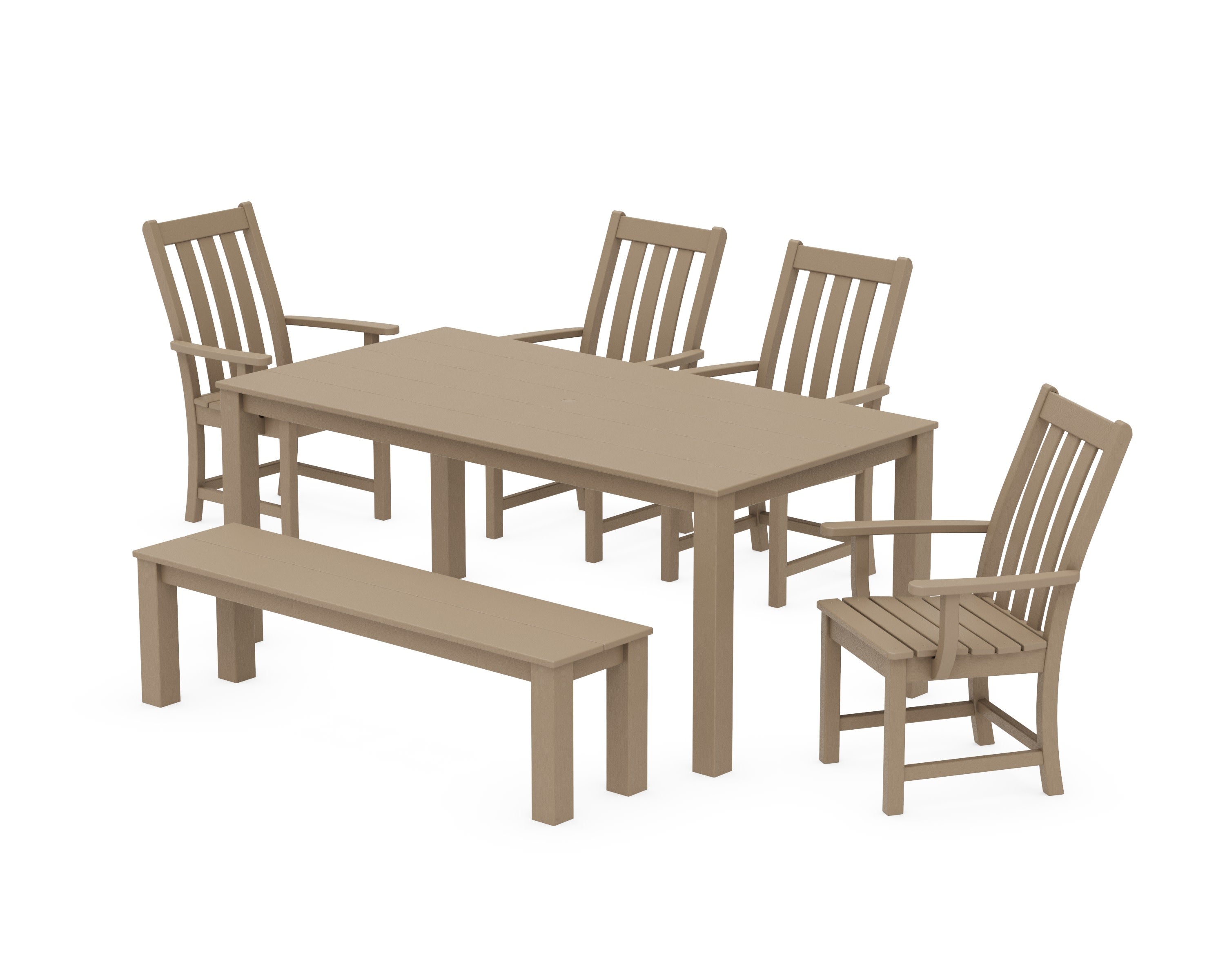 Vineyard 6-Piece Parsons Dining Set with Bench in Vintage Sahara