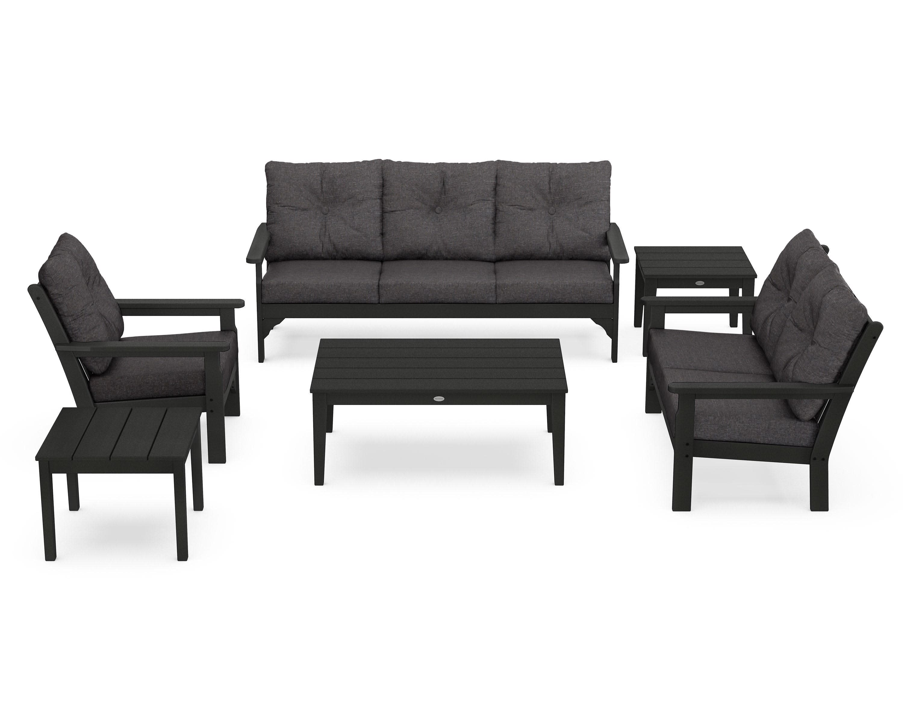 Vineyard 6-Piece Deep Seating Set in Black / Ash Charcoal