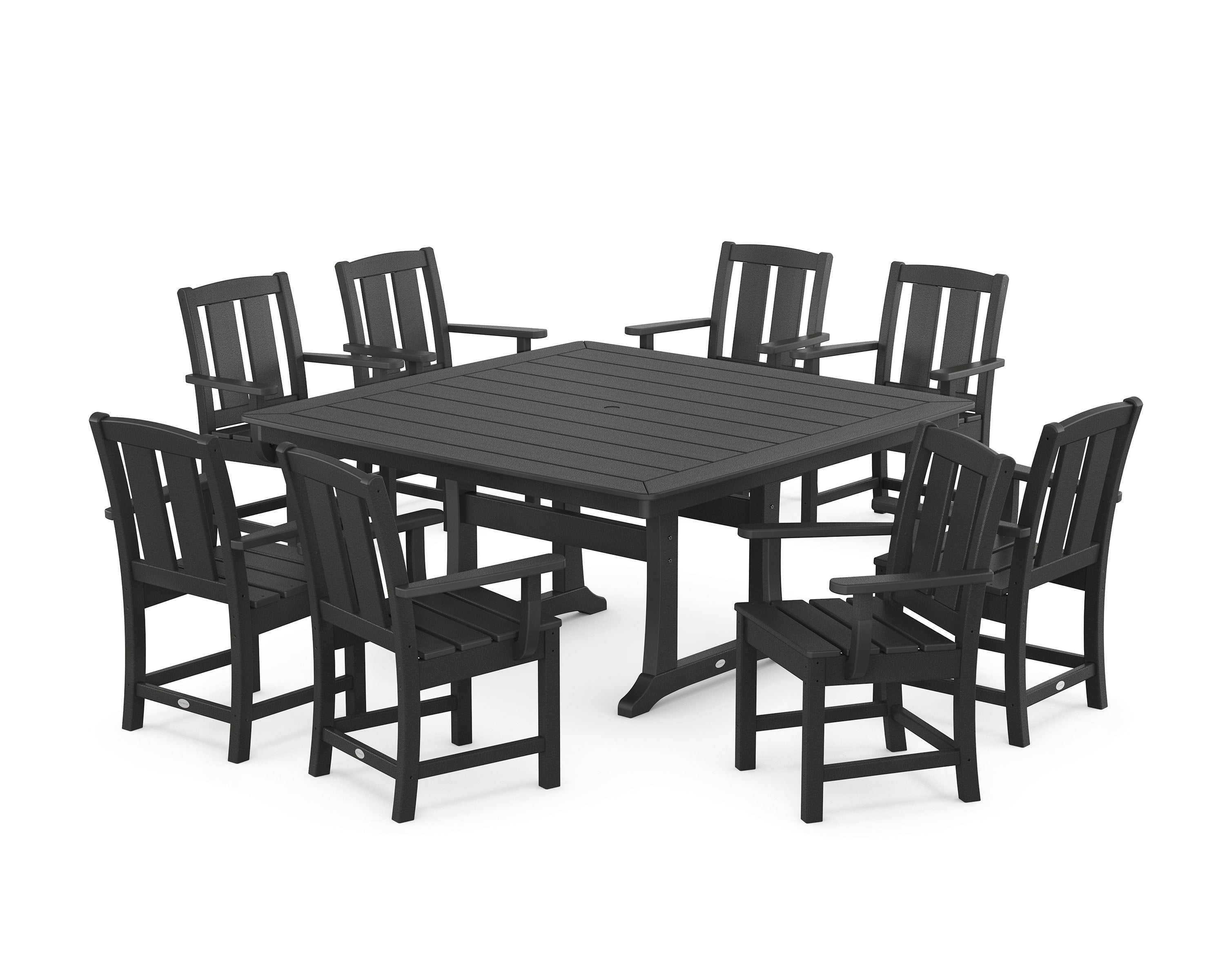 Mission 9-Piece Square Dining Set with Trestle Legs in Black