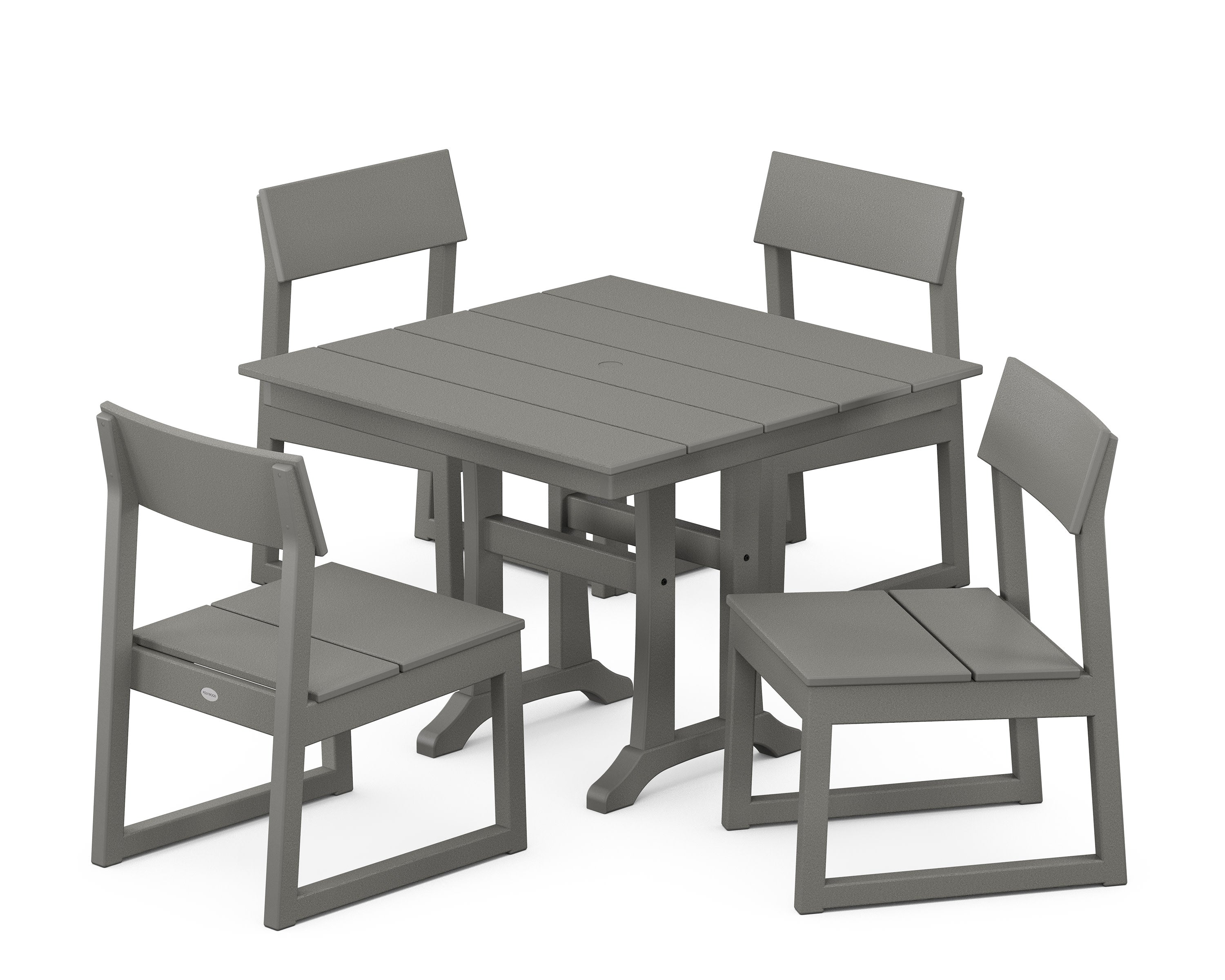EDGE 5-Piece Farmhouse Trestle Side Chair Dining Set in Slate Grey