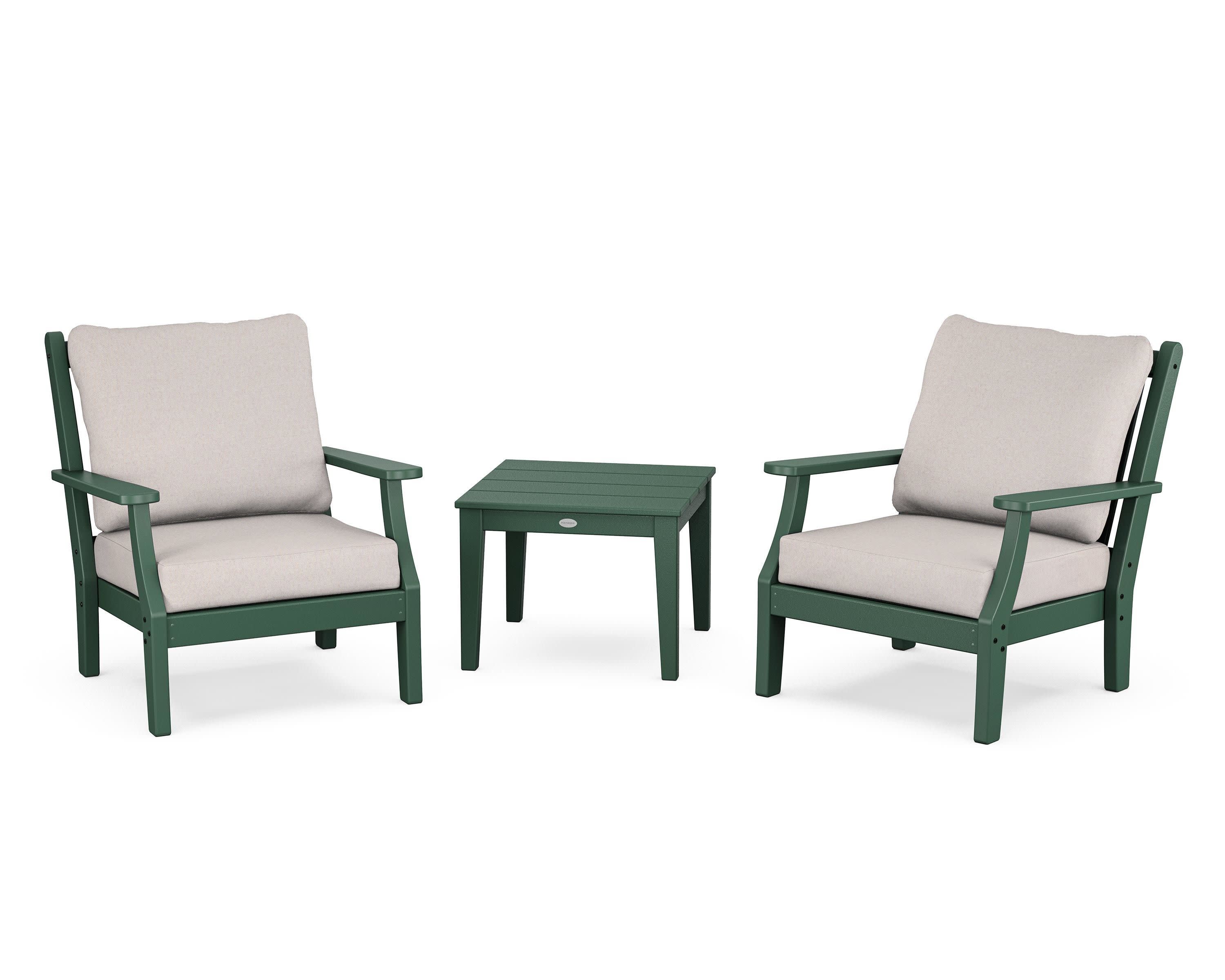 Wovendale 3-Piece Deep Seating Set in Green / Dune Burlap
