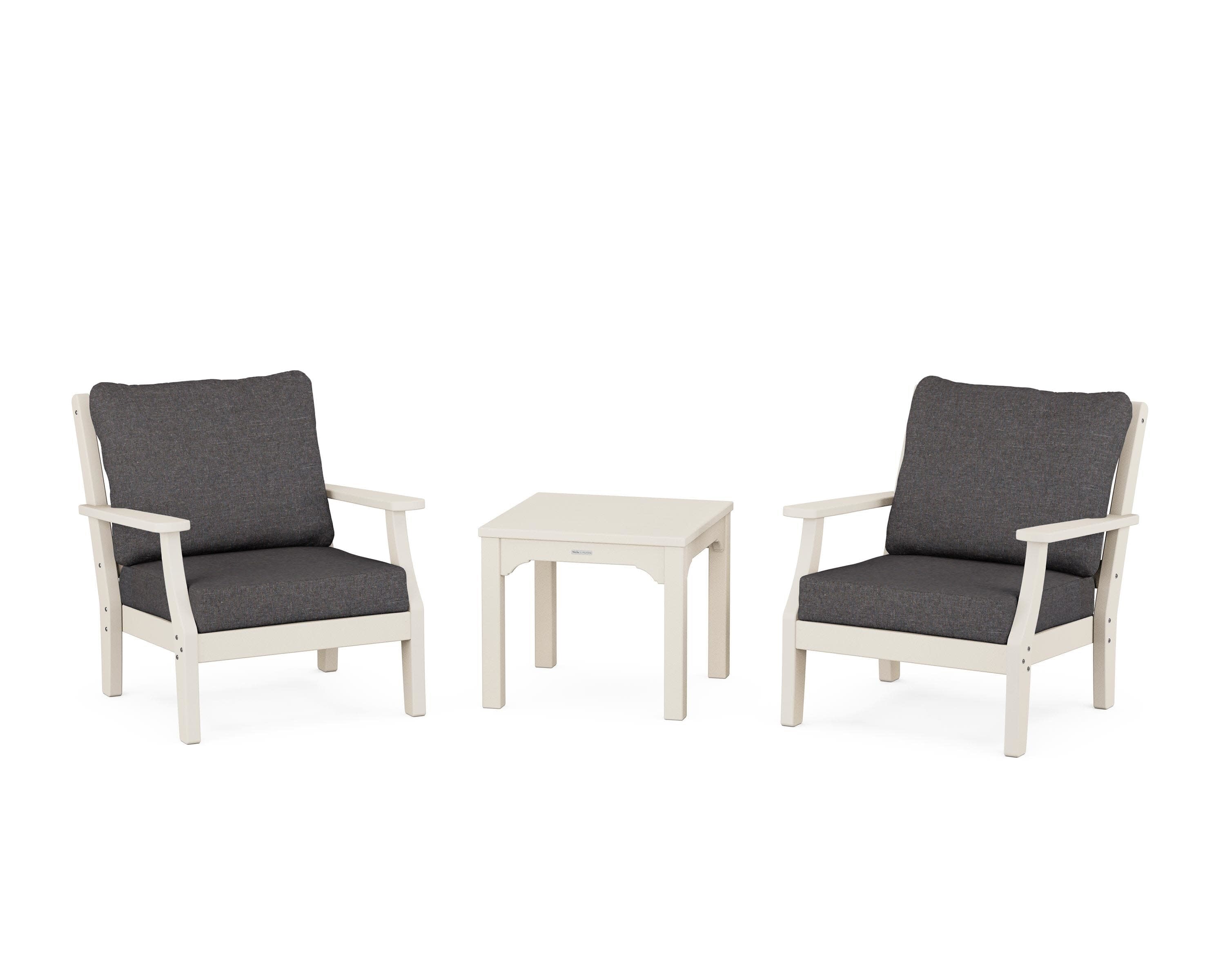 Chinoiserie 3-Piece Deep Seating Set in Sand / Ash Charcoal
